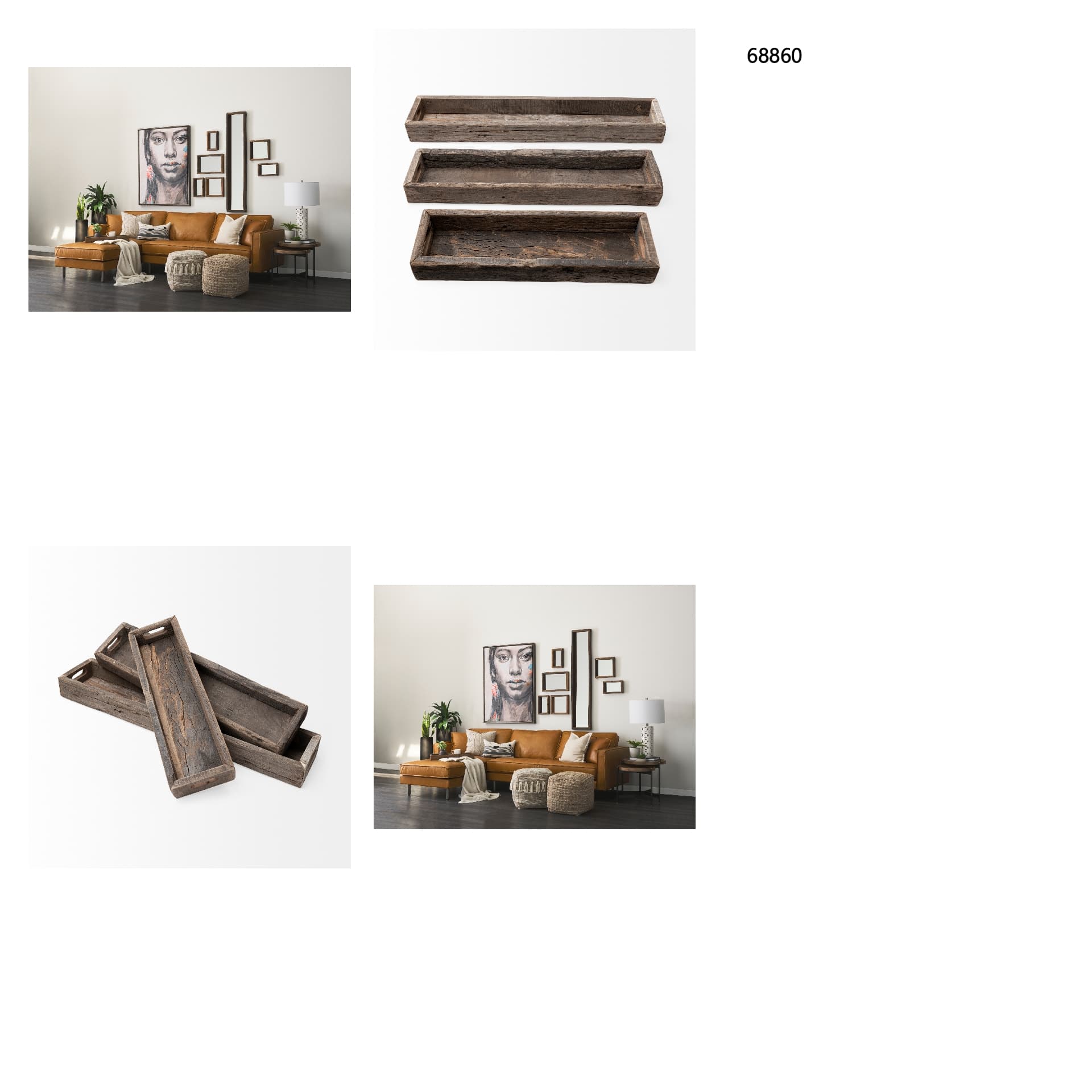 Vernon (Small) 24L x 7W Brown Reclaimed Wood Tray — in a styled room