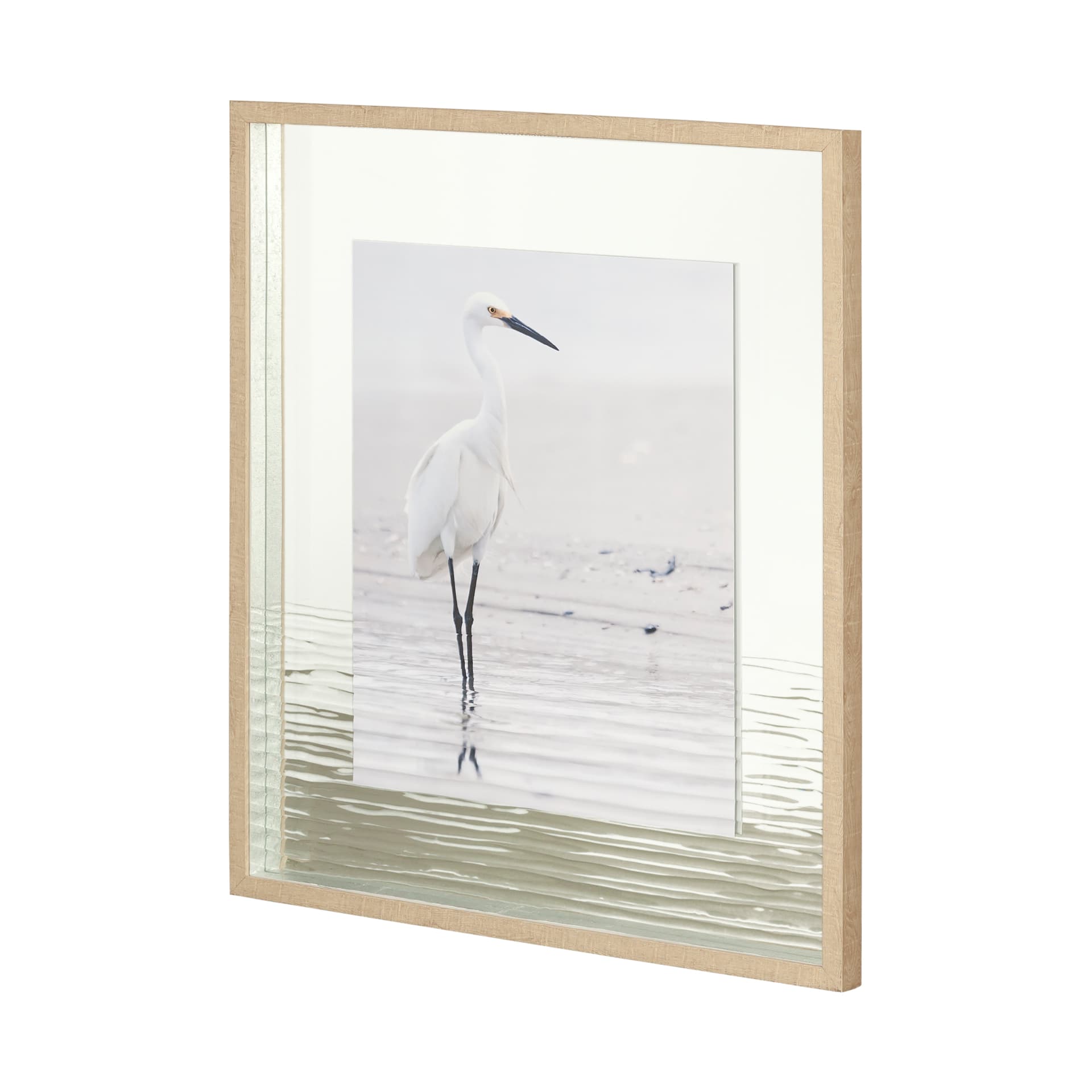 Beach Egret by Wink Gaines a Hand Embellished Textured Framed Art Photograph Matted under Glass — product photograph