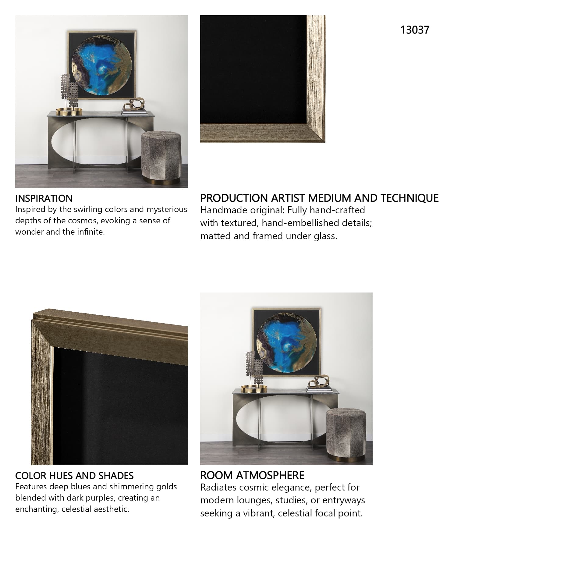Blue Planet by Barbara Mercado a Framed Art Print Matted under Glass — in a styled room