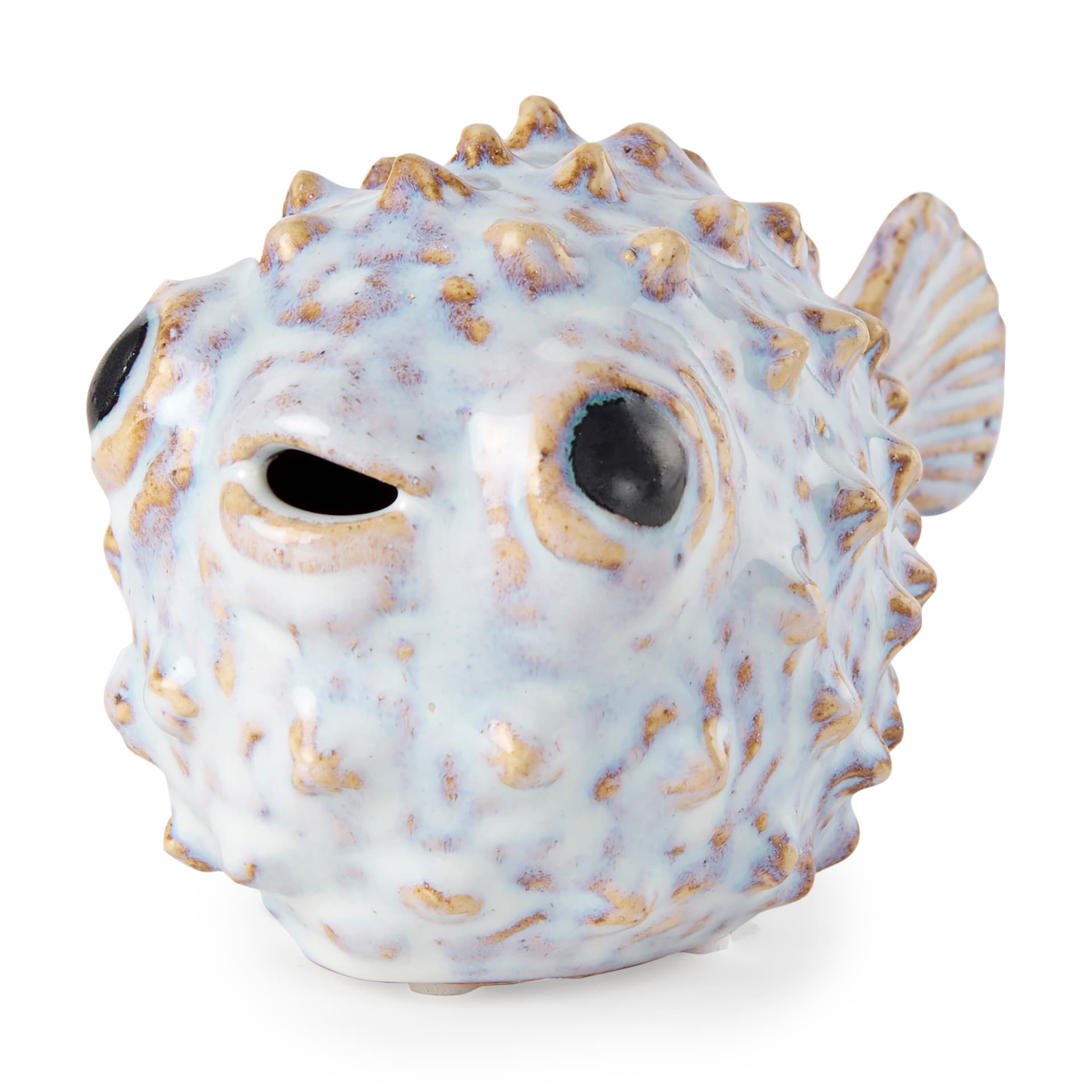 Spike I (Small) 8L x 4W Off-White Ceramic Puffer Fish — product photograph
