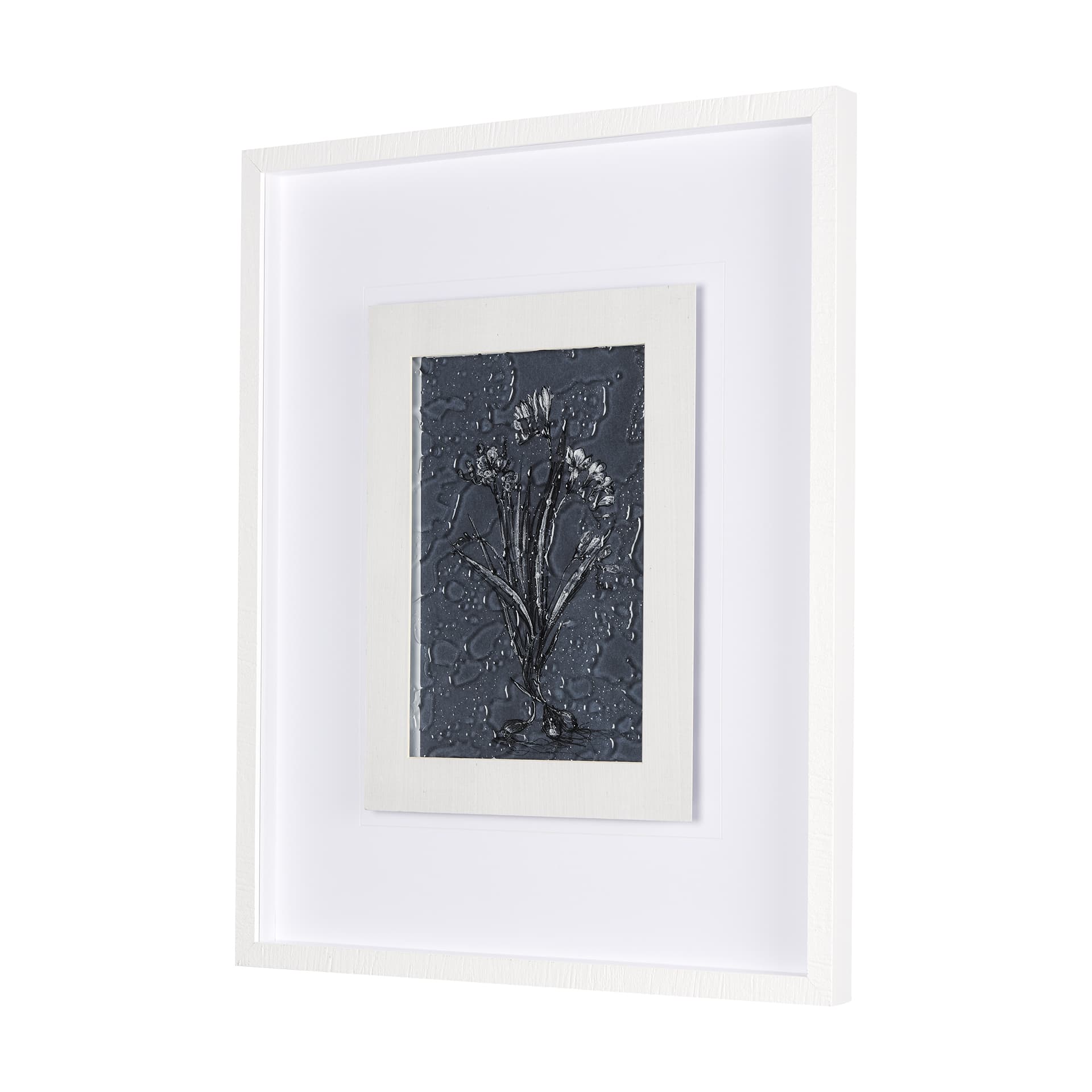 Botanical sketches III (Blue) by Mercana Studio Hand Embellished Framed Art Print Matted under Glass — product photograph