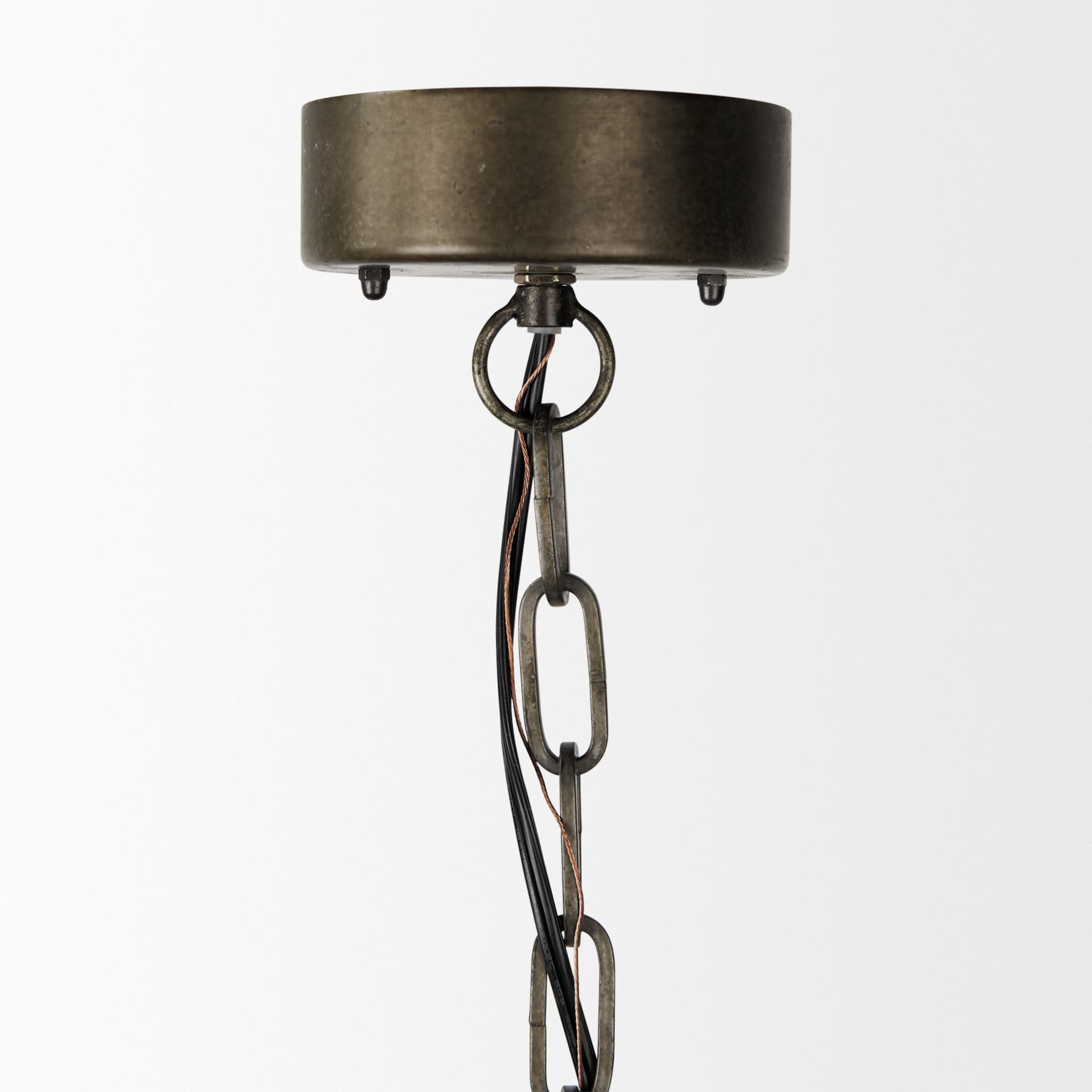 Zaio 12.5Lx 12.5W x 18.5H Weathered Antique Gold Metal Caged Bulb Pendant Light — product photograph