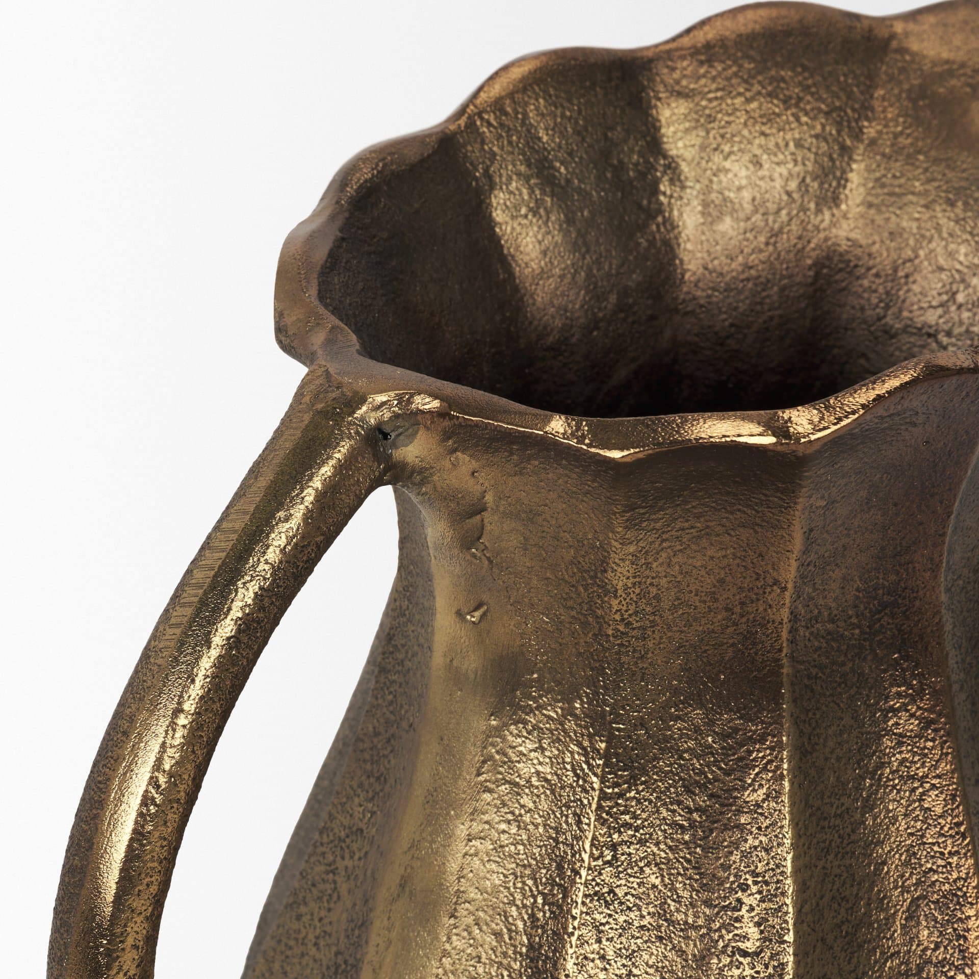 Anya Antiqued Brass Scalloped Petal Cast Metal Jug — product photograph