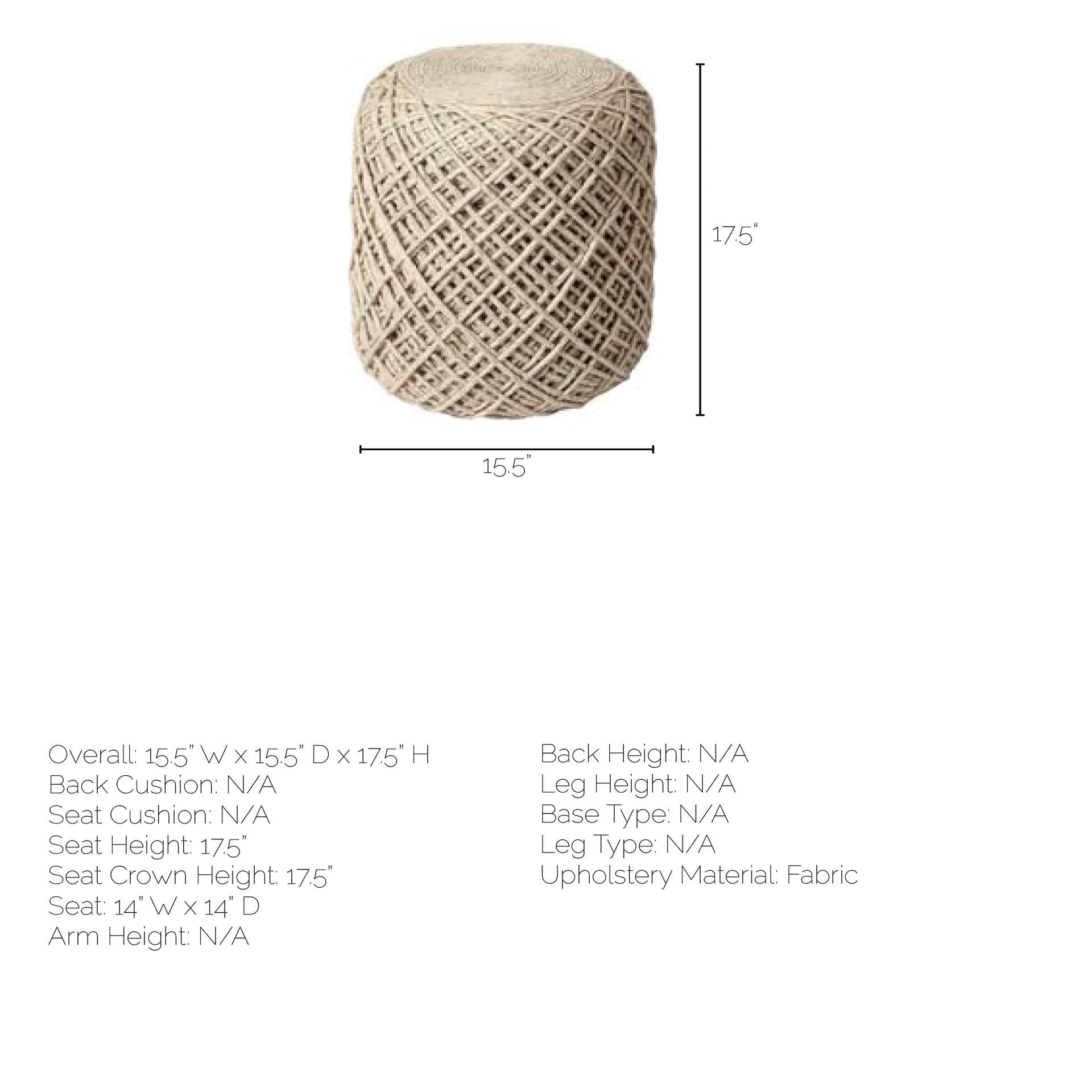 Allium Oatmeal Handwoven Wool Cylindrical Pouf — product photograph