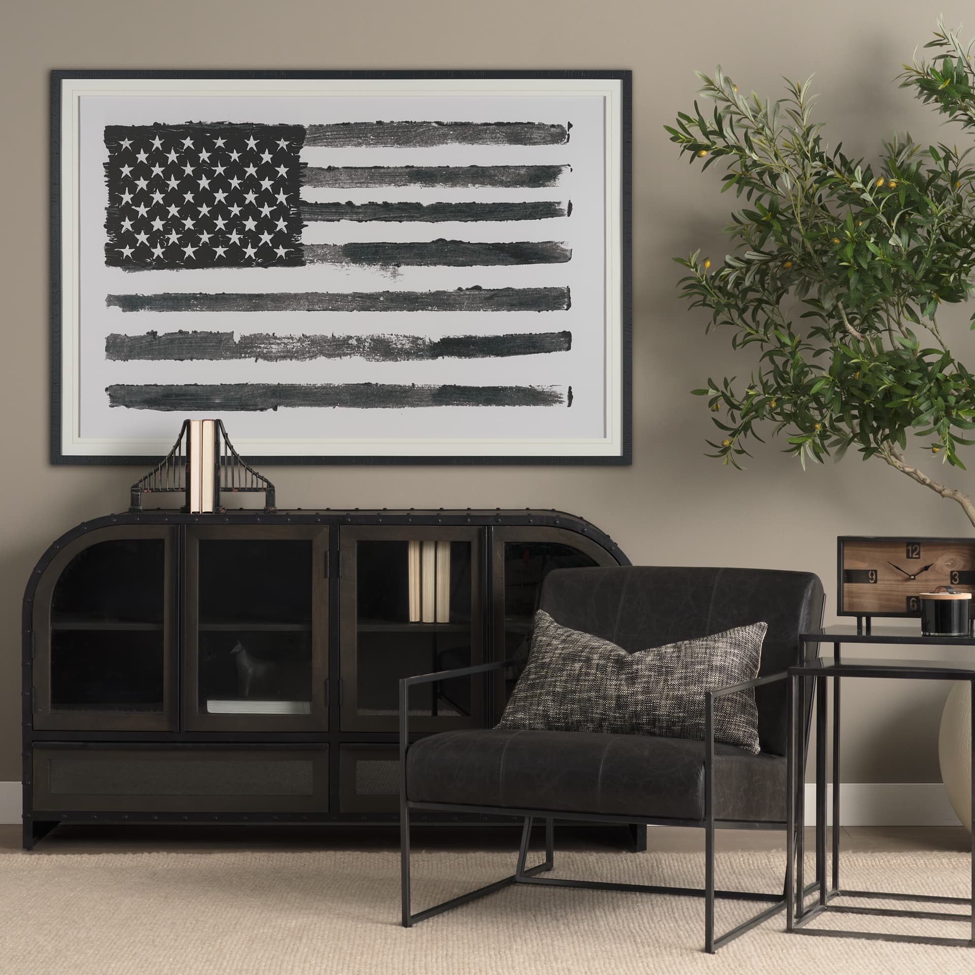 Liberty by Mercana Studio Hand Embelished Textured Framed Artwork Matted under Glass — in a styled room
