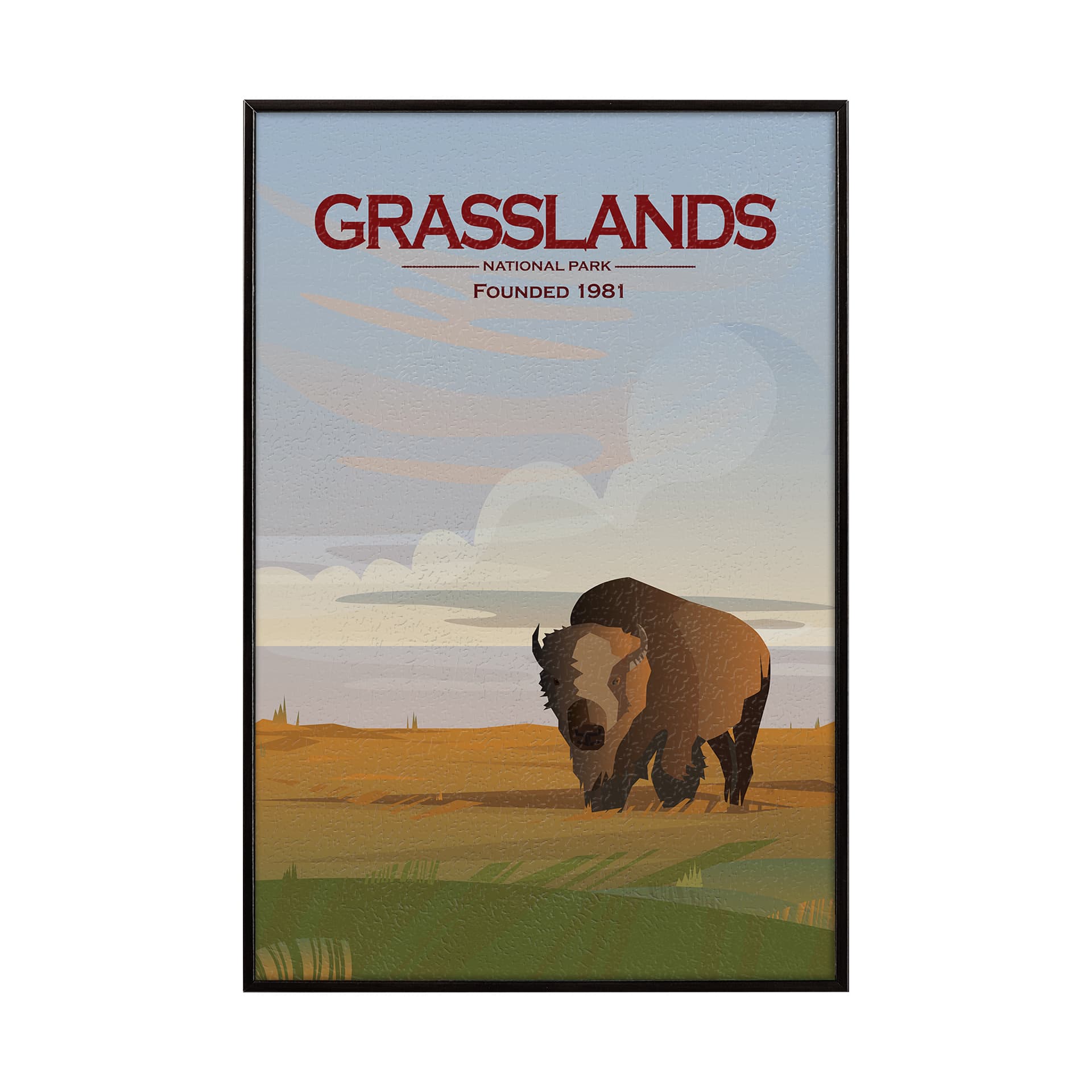 Grasslands GO (SM) by Mercana Studio a Hand Embellished Decograph Framed Art Print — product photograph