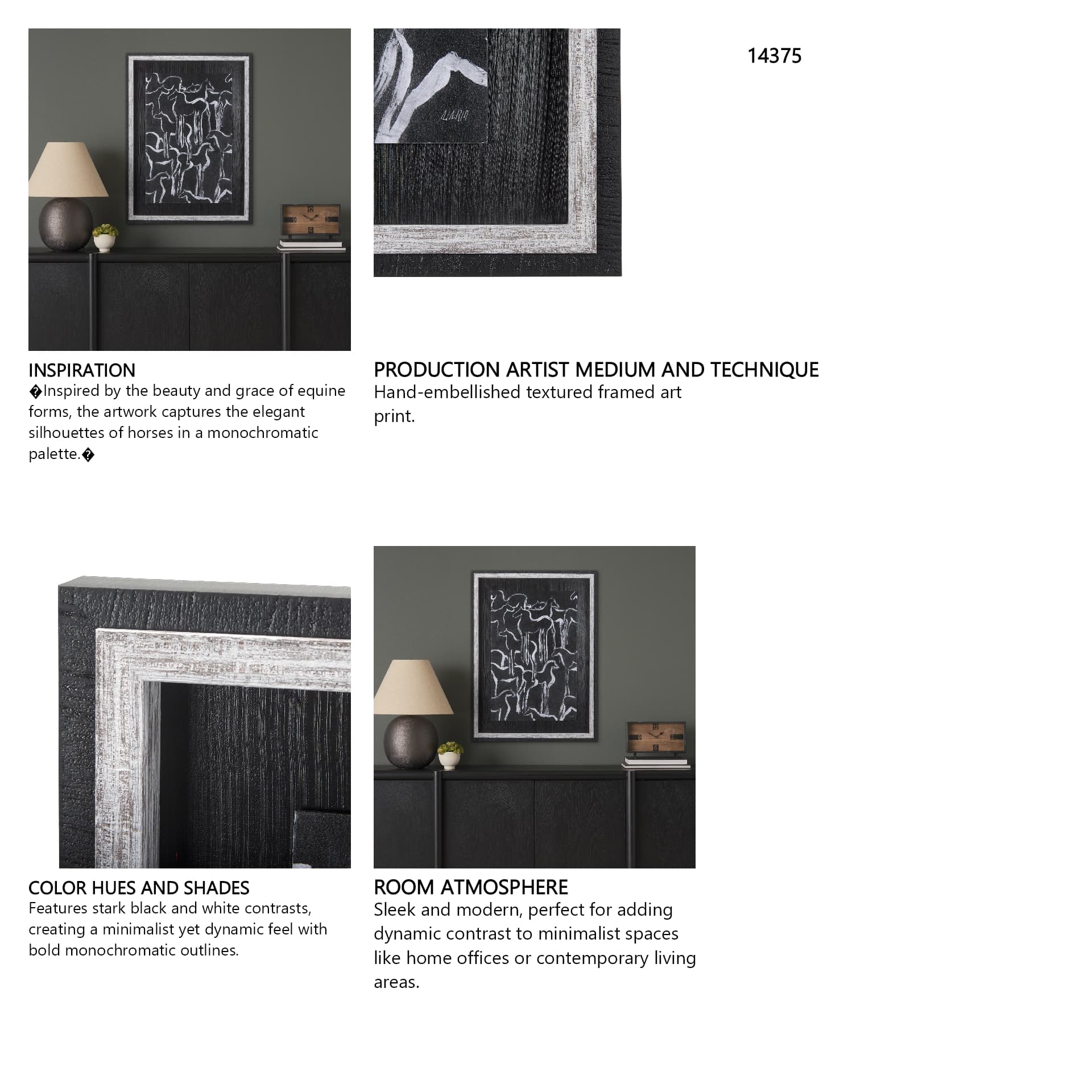 Horse Herd II by Mercana Studio a Hand Embellished Textured Framed Art Print — in a styled room