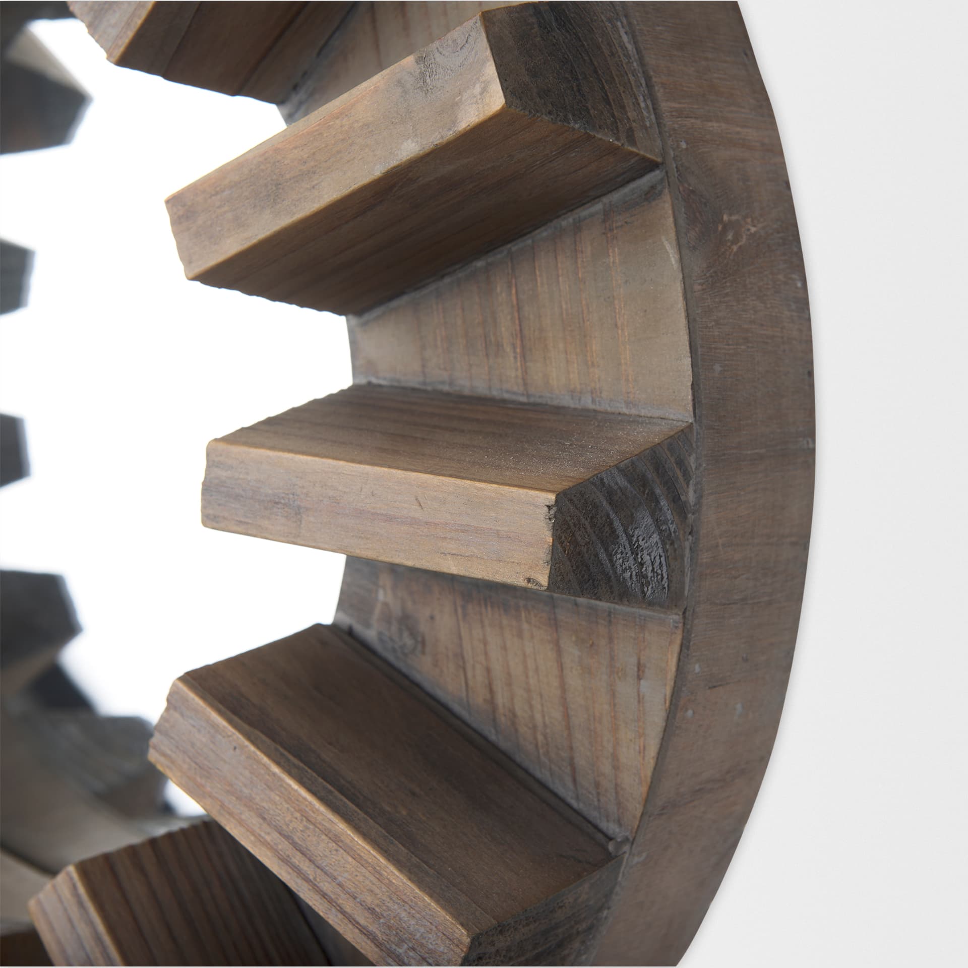 Sprocket 17" Round Brown Wood Frame Mirror — product photograph