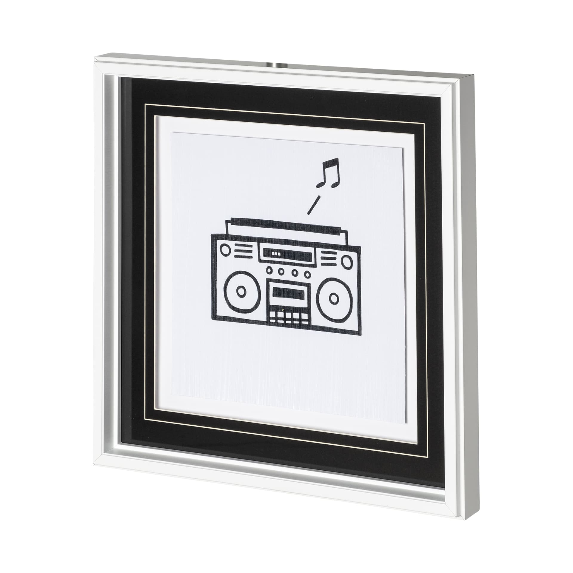 Boom Box by Lawyer a Hand Embellished Textured Framed Art Print Matted under Glass — product photograph