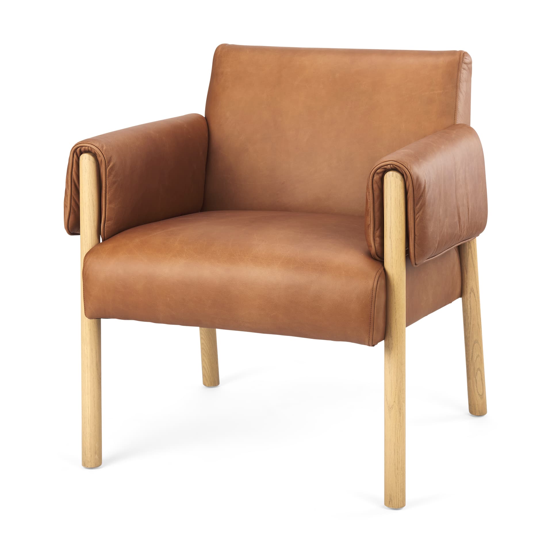 Ashton Brown Leather w/ Light Wood Accent Chair — product photograph