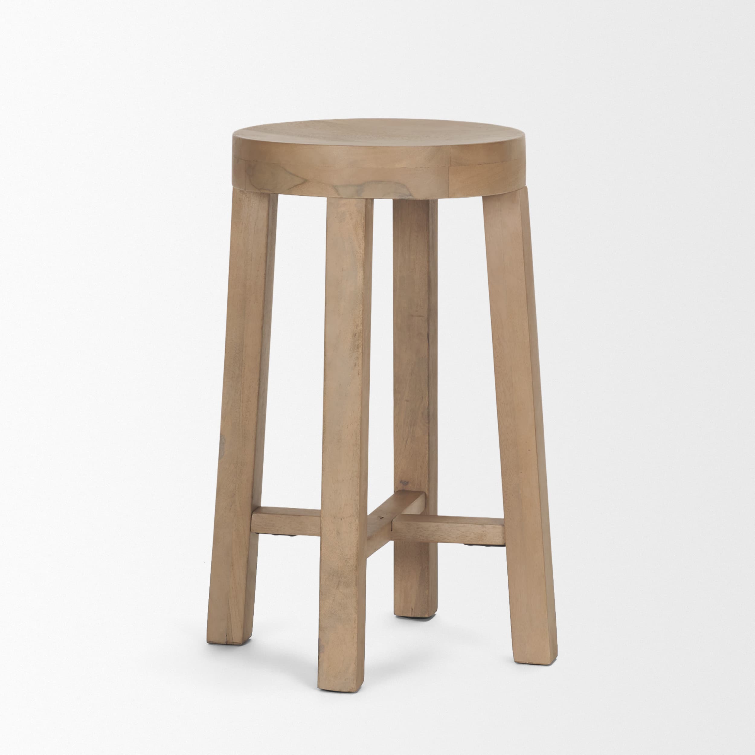 Brahma Backless 26in Seat Counter Stool | White Washed Wood — product photograph