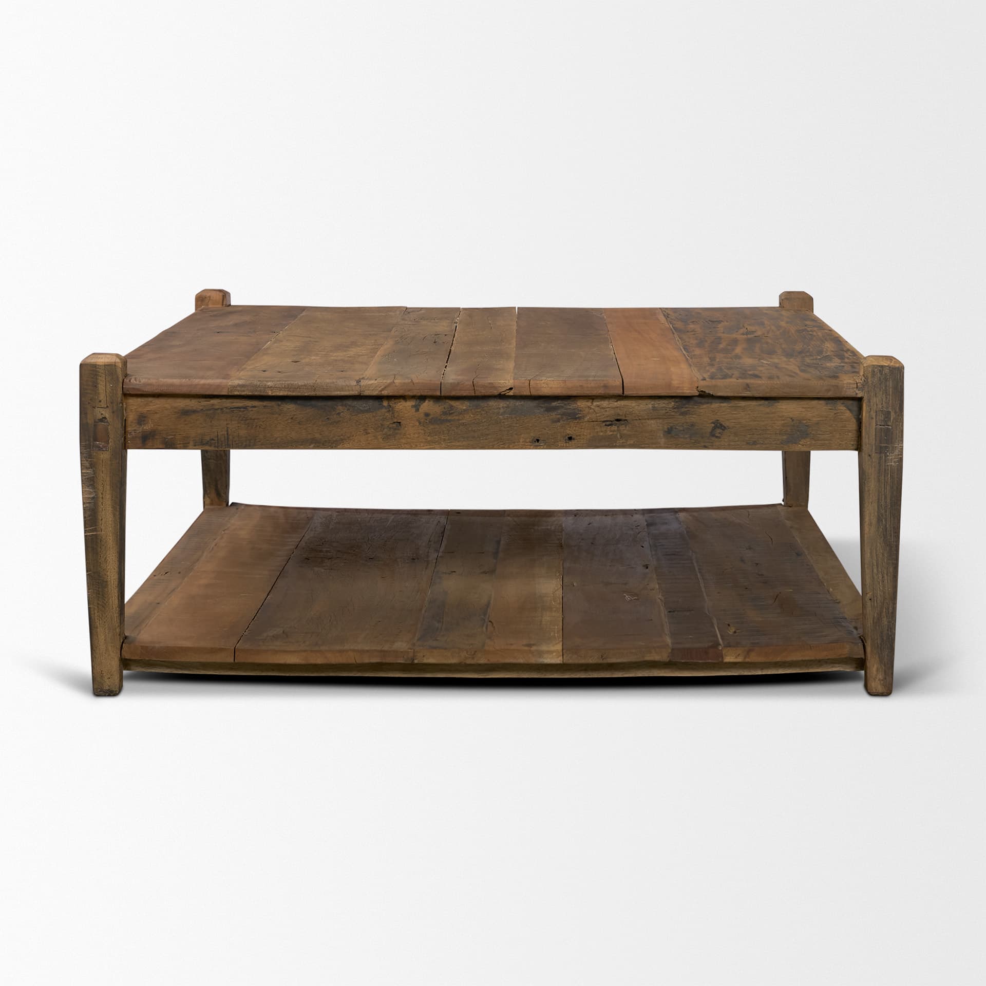 Ashwick Dark Brown Reclaimed Wood Square Coffee Table — product photograph