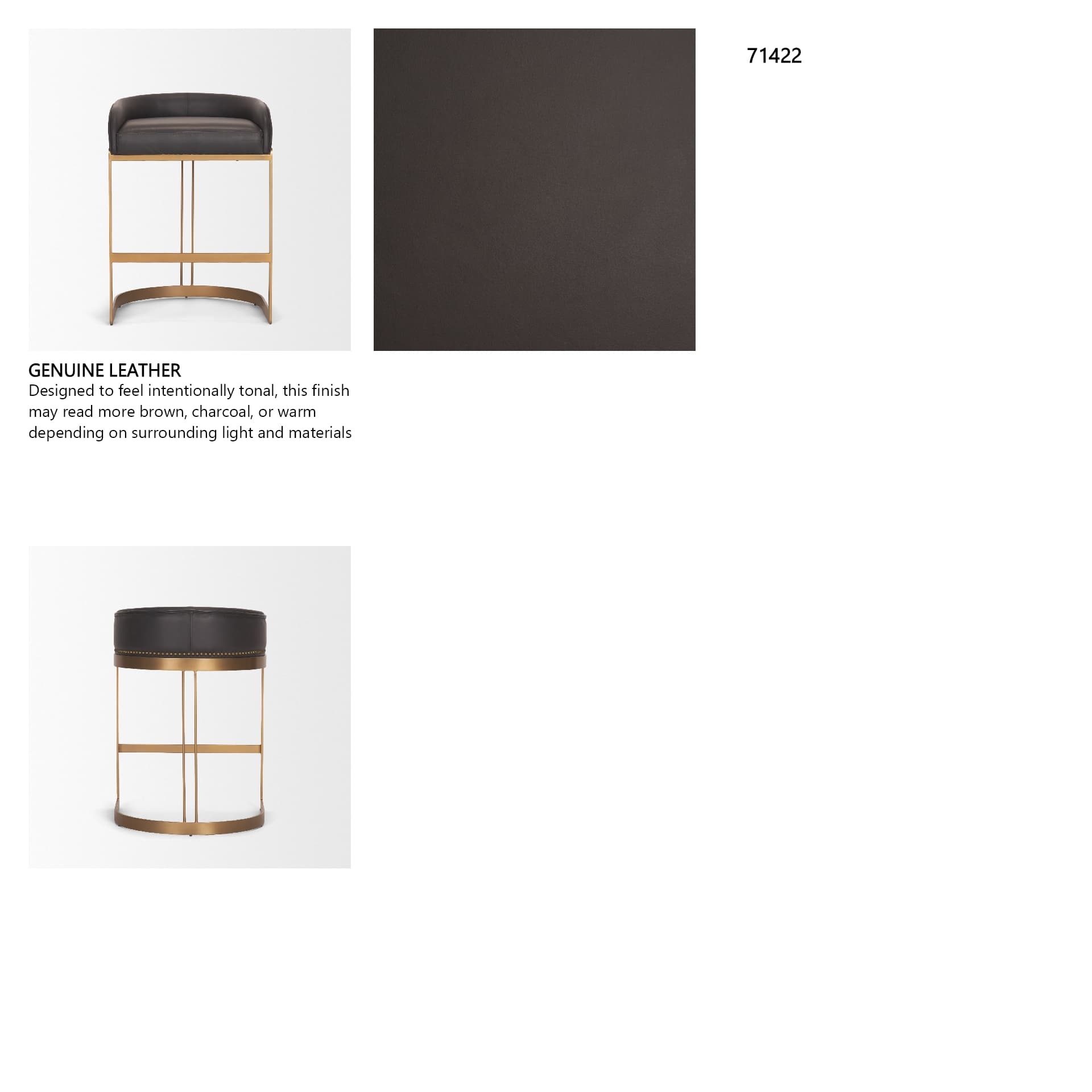 Hollyfield Backless 26.75in Seat Counter Stool | Brown Charcoal — product photograph