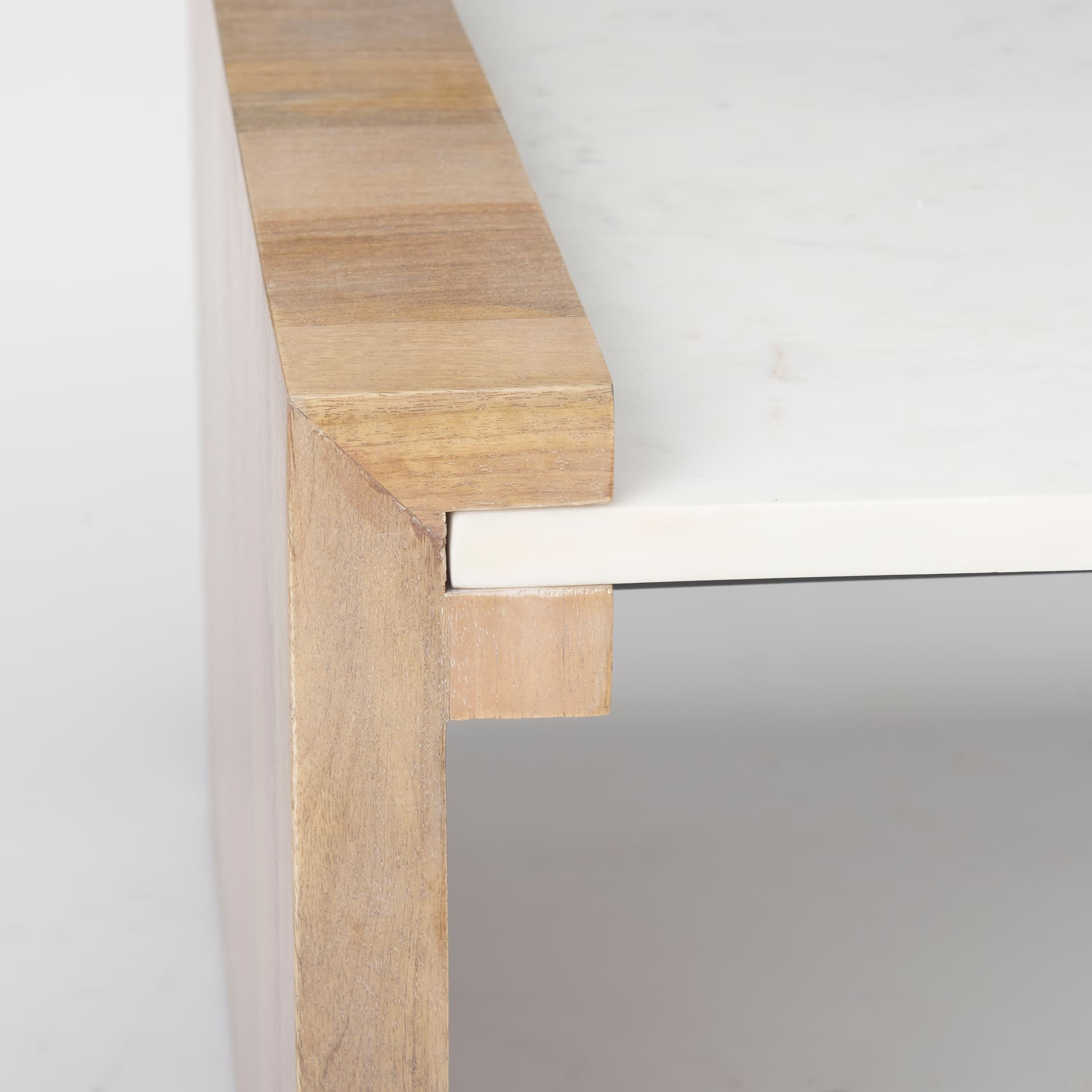 Athens 48.0L x 28.0W x 16.0H Light Brown Wood and White Marble Coffee Table — product photograph
