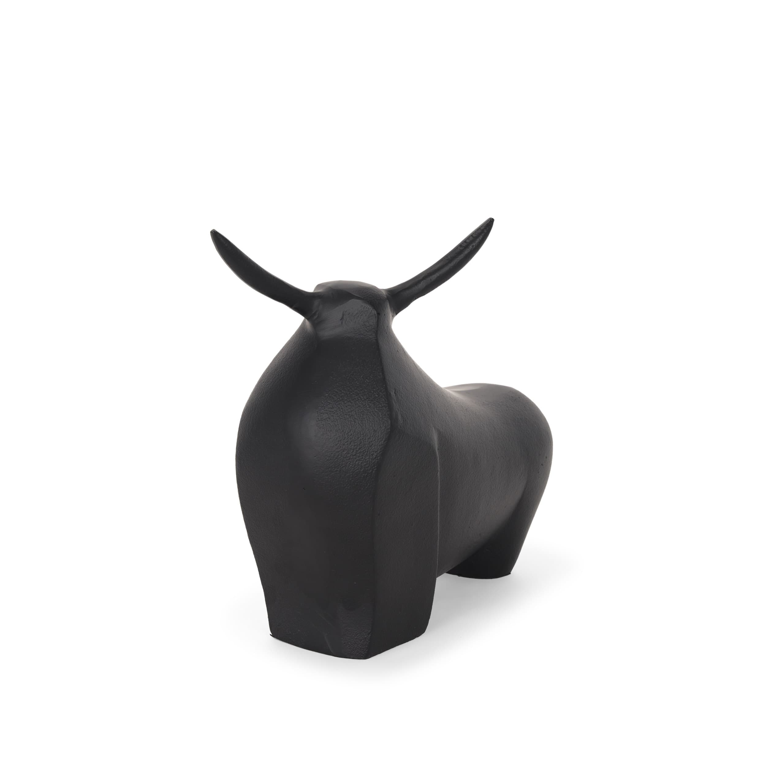 Radu Large Matte Black Metal Bull Decorative Object — product photograph