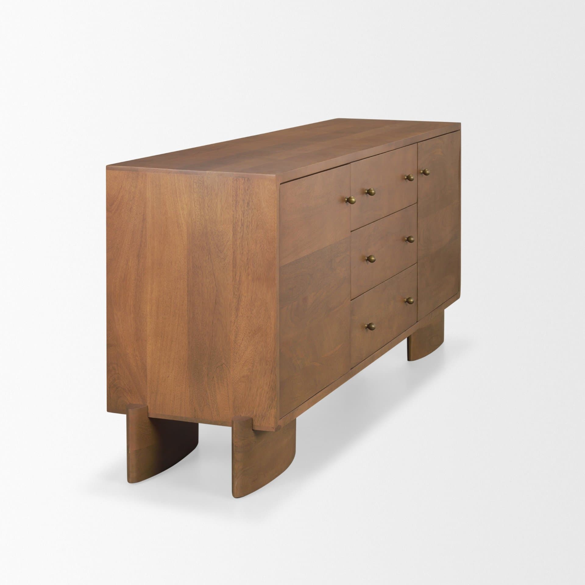 Jonan Medium Brown Wood w/ Dark Aged Brass 2 Door 3 Drawer Sideboard — product photograph