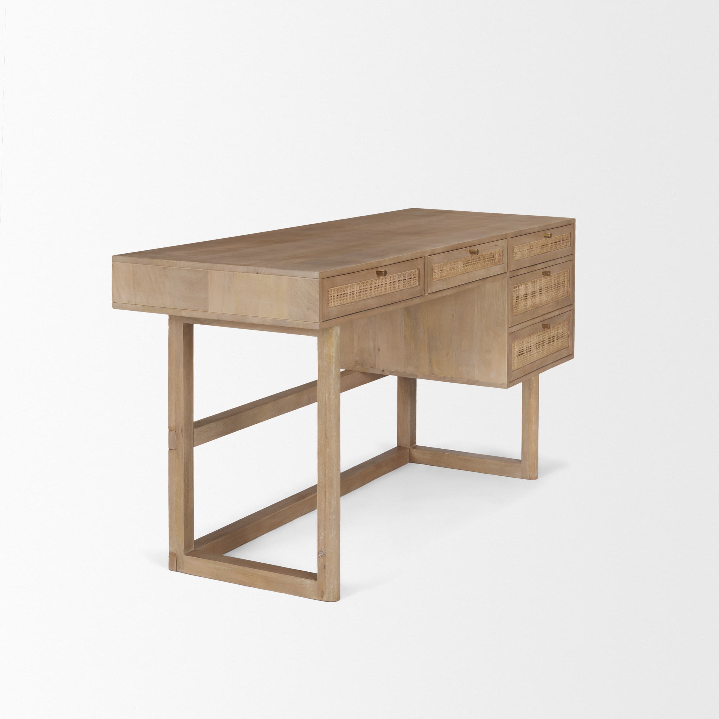 Grier 60" Light Brown Solid Wood W/Cane Office Desk — product photograph