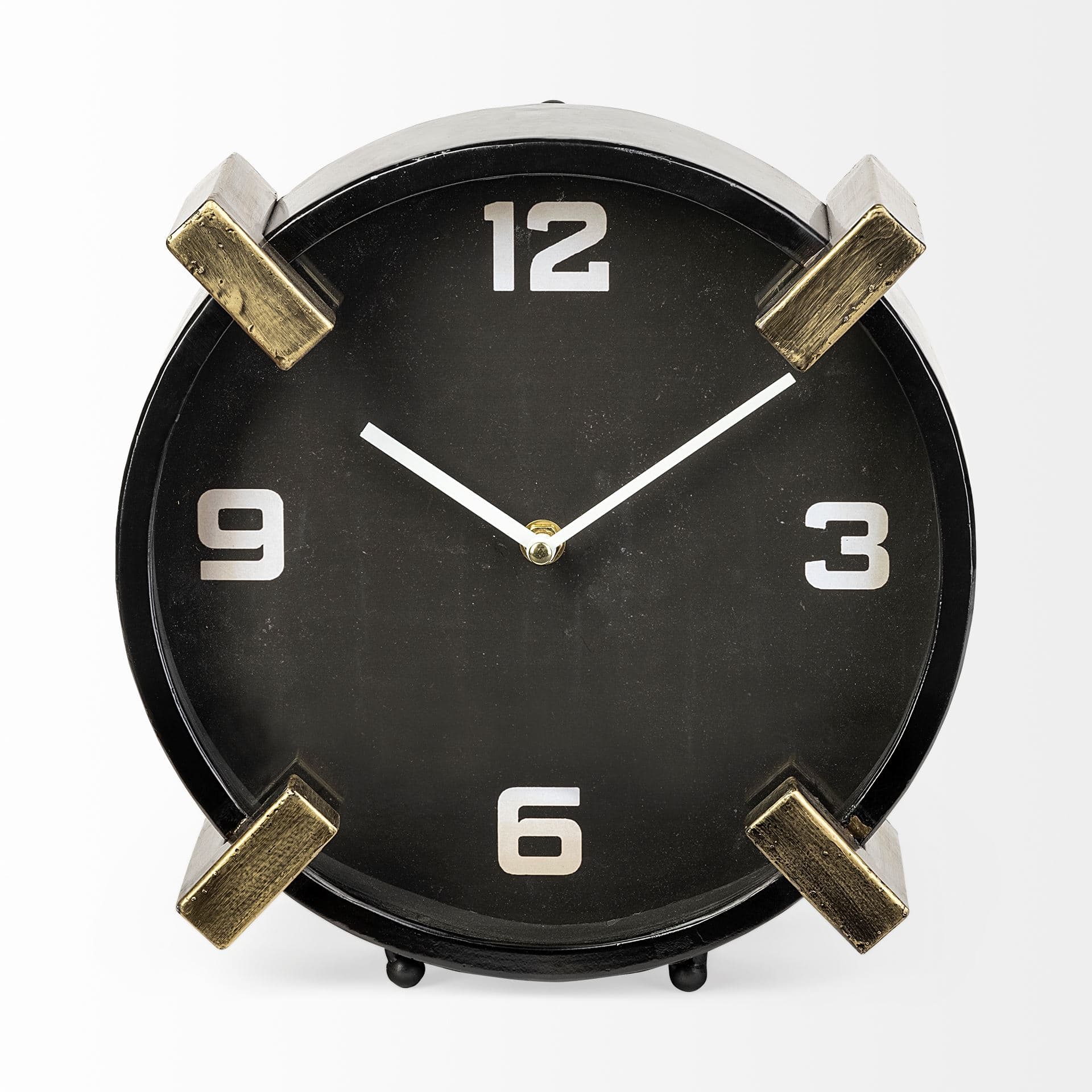 Agar Black Metal Round Table Clock — product photograph