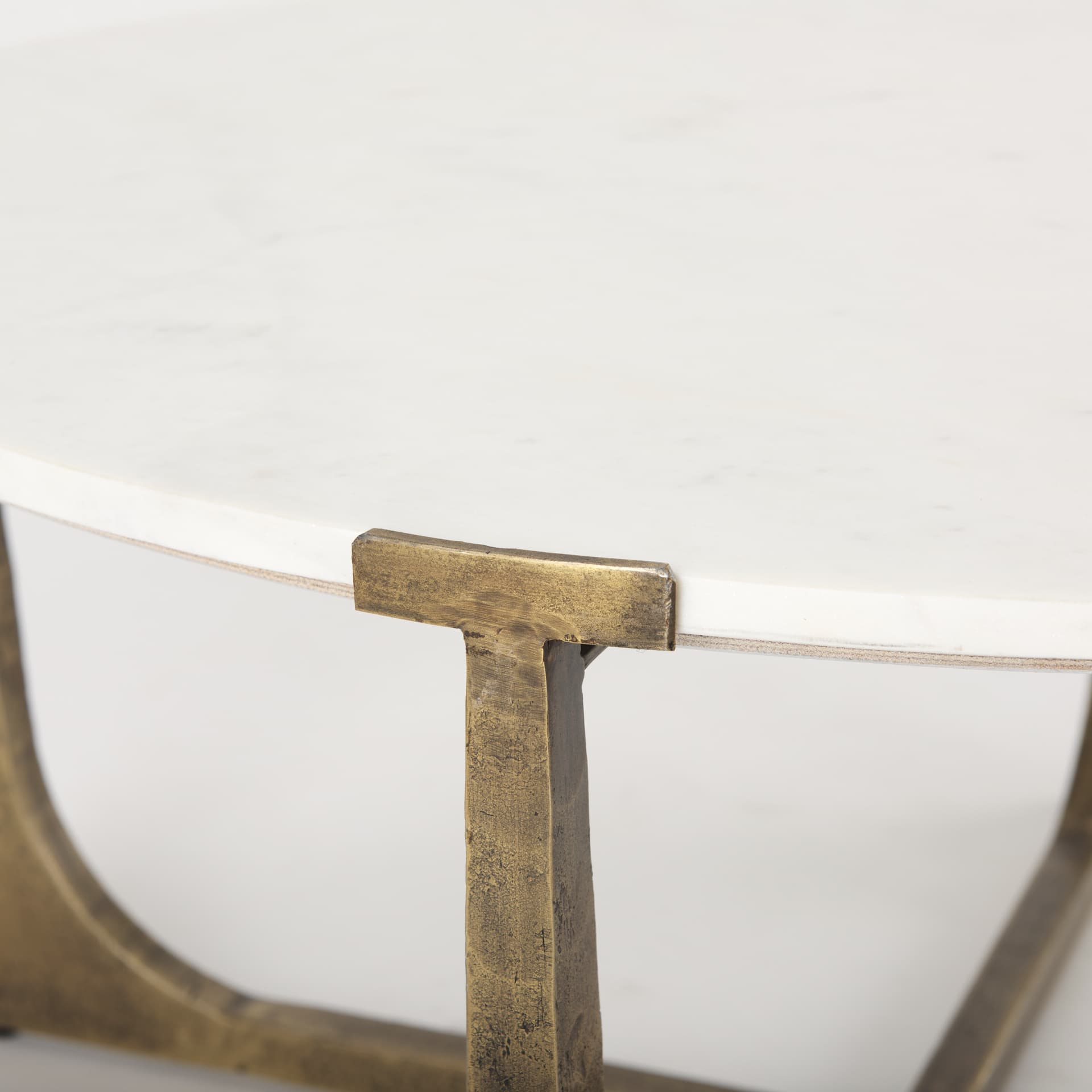 Atticus Marble and Antiqued Gold Metal Coffee Table — product photograph