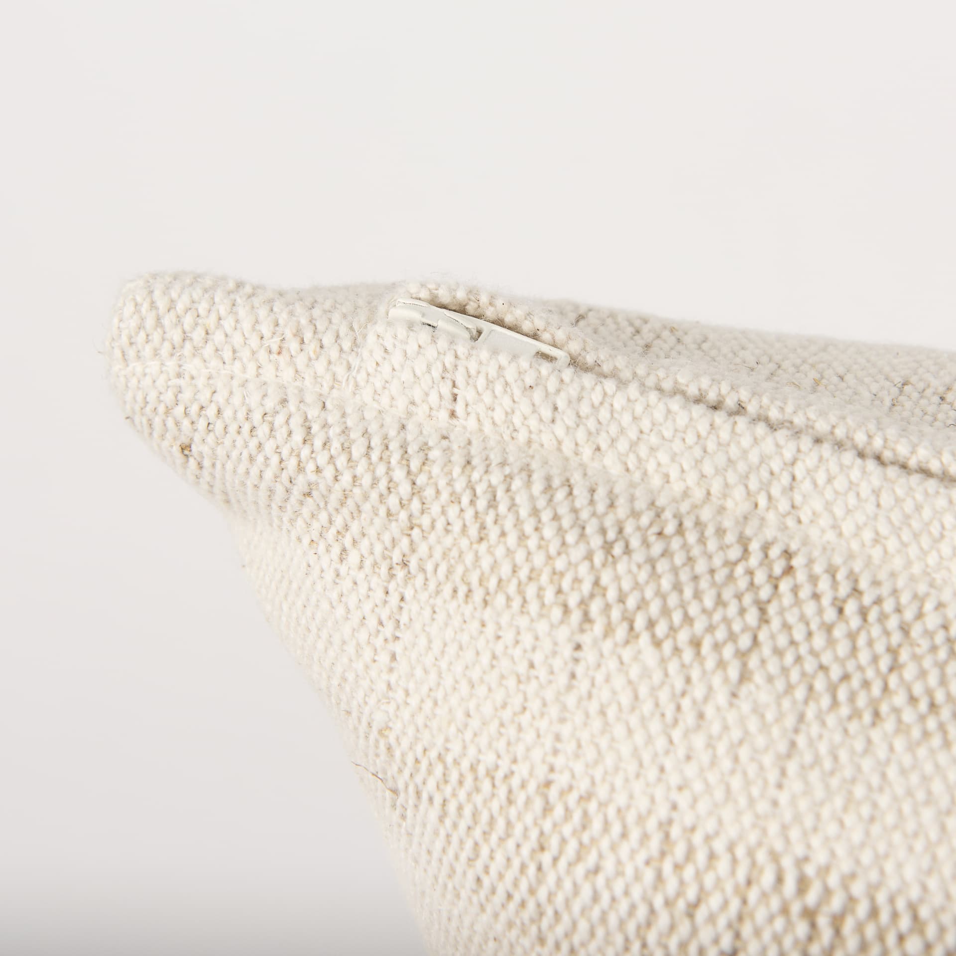 Jace 22x22 Cream/Beige Stripe Linen-Cotton Square Pillow Cover w/Down Filler — product photograph