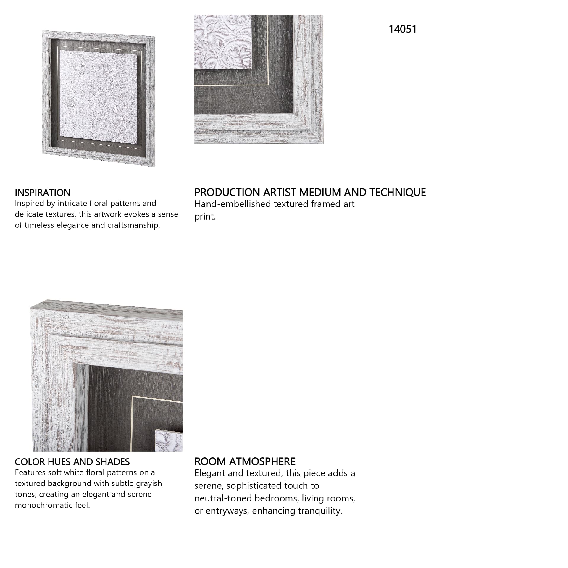 Vintage Tile Collection IV by Mercana Studio a Hand Embellished Textured Framed Art Print — in a styled room
