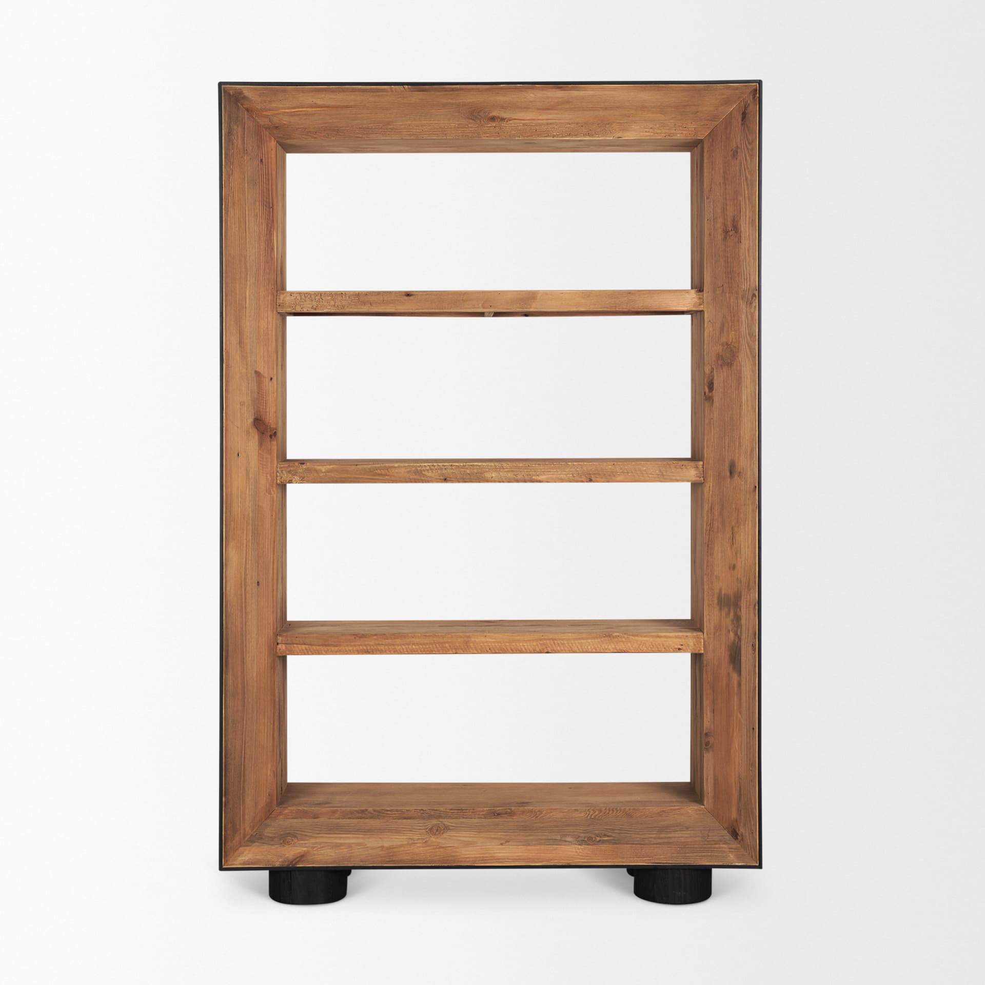 Tabor Natural Wood w/ Black Oak Frame Bookcase — product photograph