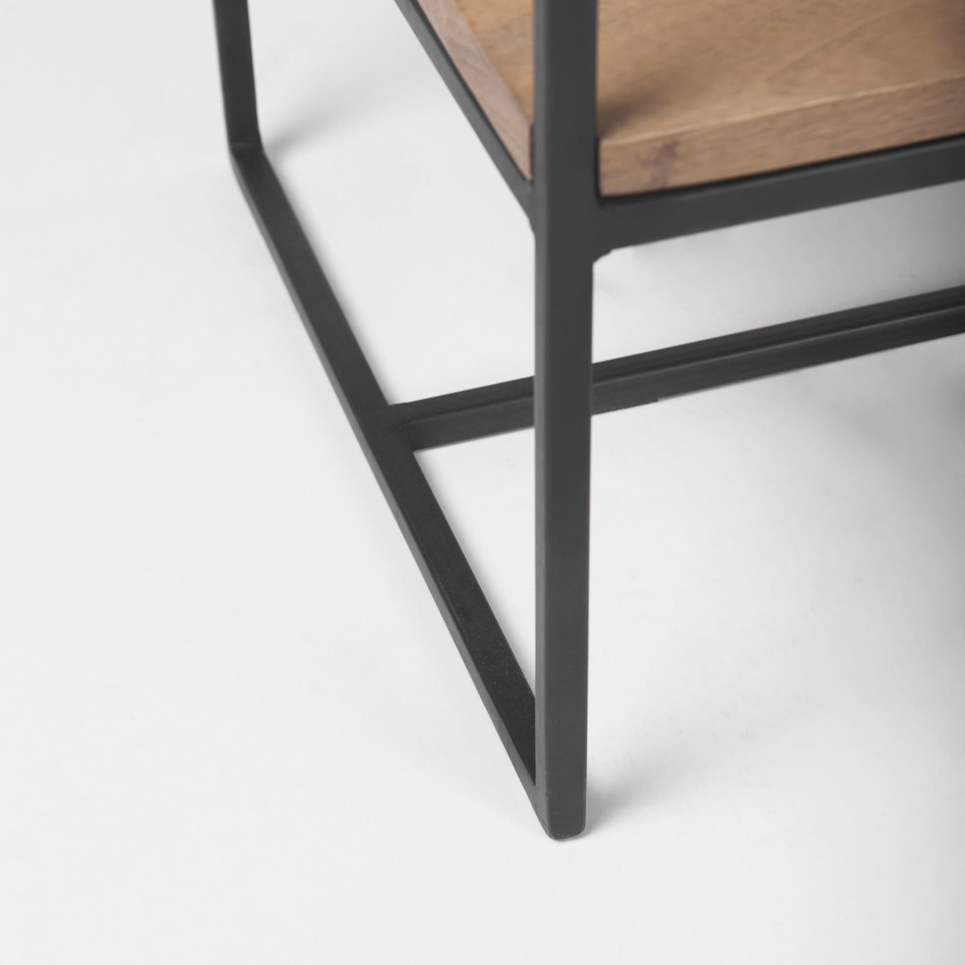 Morris 19.75 L x 15.0W x 72.5H Beige Wood W/Black Metal Frame 4-Tier Shelving Unit — product photograph