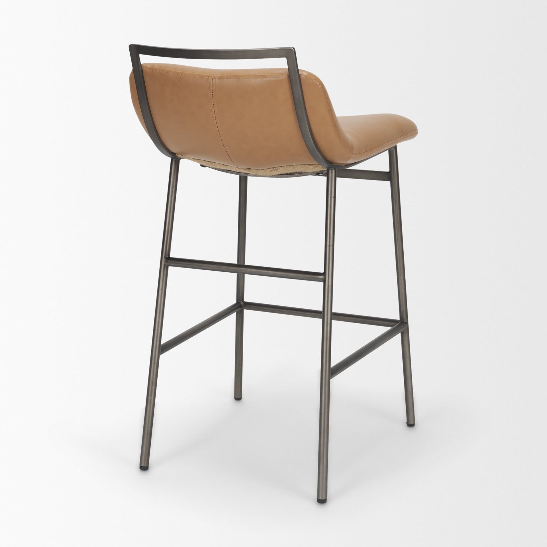 Kavalan Backless 33.5in Seat Counter Stool | Tan Leather w/ Gunmetal — product photograph
