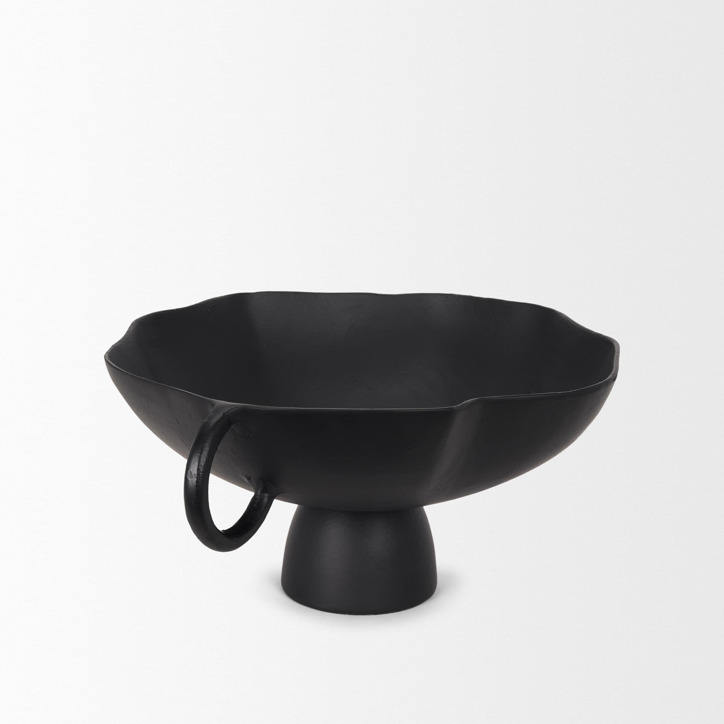 Radka Large Matte Black Metal Decorative Bowl — product photograph