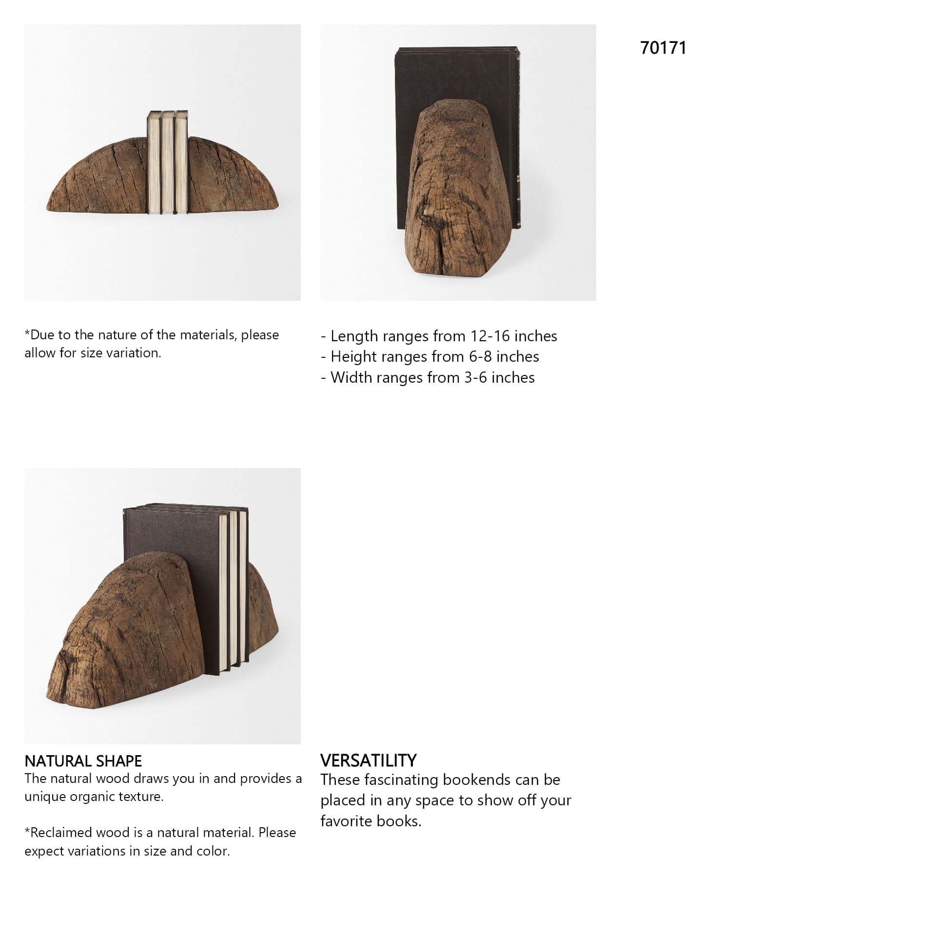 Incana Handmade Reclaimed Wooden Bookends — in a styled room