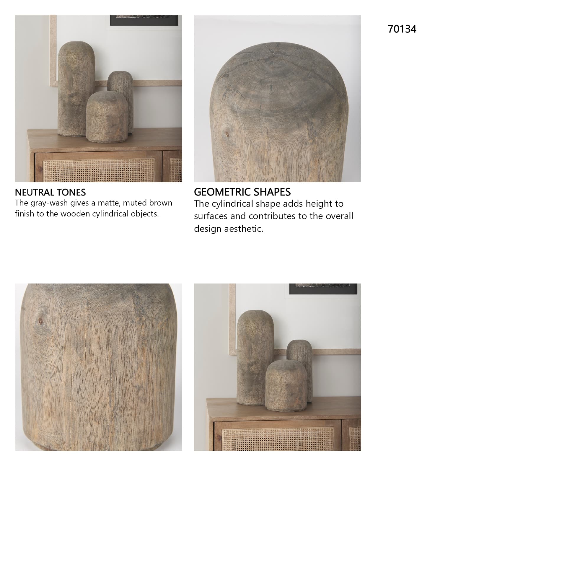 Knox Short Gray-Wash Wood Decorative Object — in a styled room