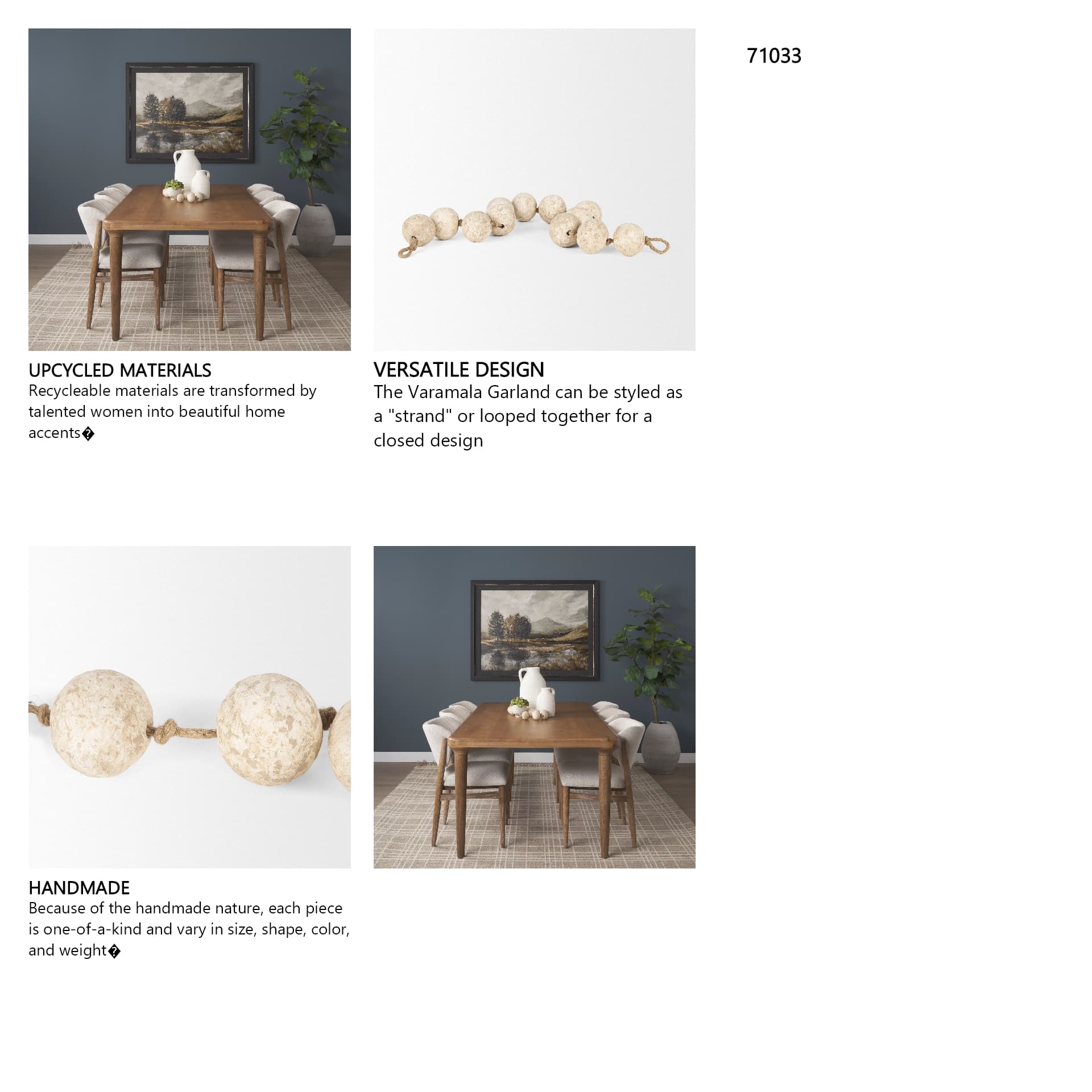 Varamala Beige Paper Mache Sphere Garland — in a styled room