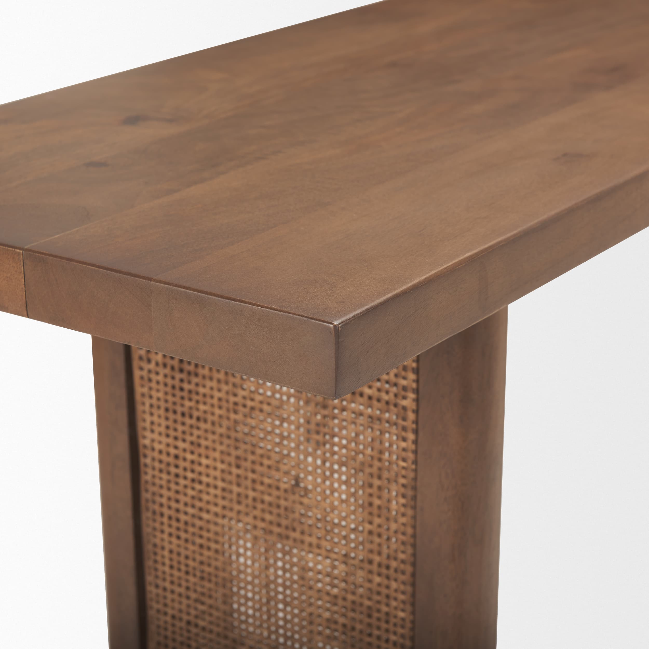 Grier 65" Medium Brown Solid Wood w/ Cane Console Table — product photograph