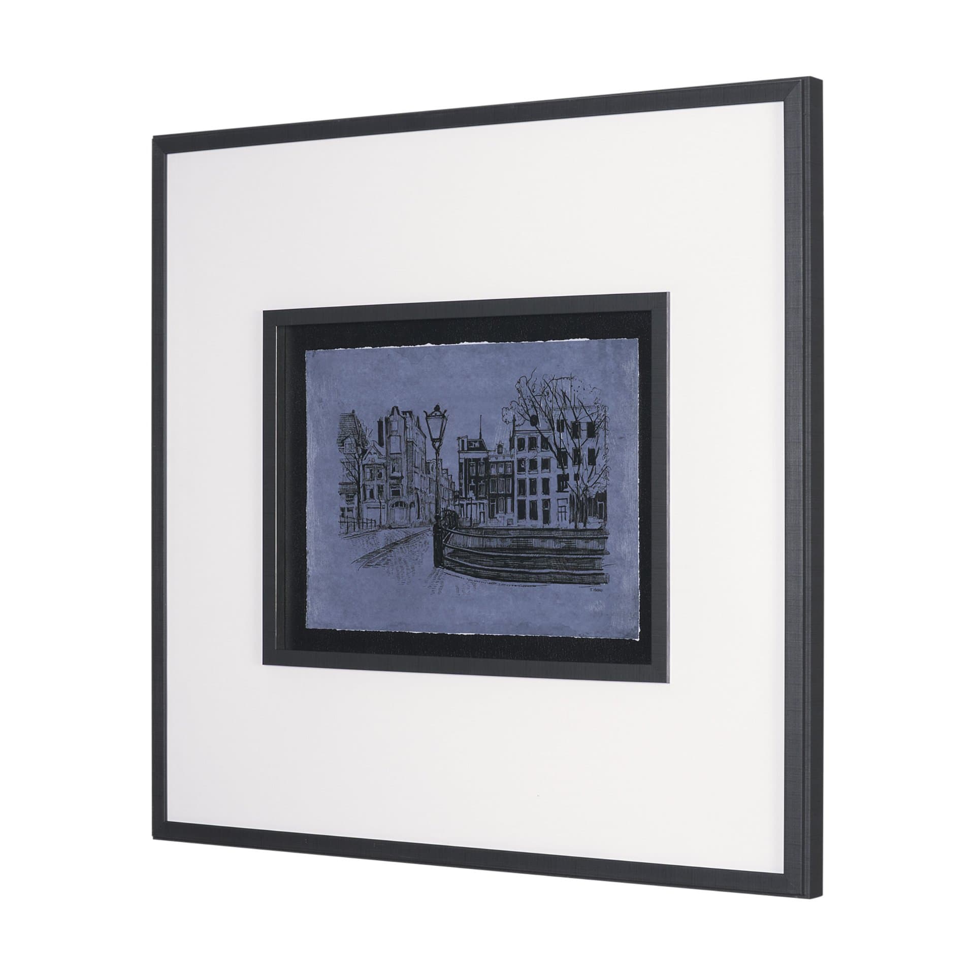 City of Canals II by Mercana Studio Hand Embelished Textured Framed Artwork Matted under Glass — product photograph