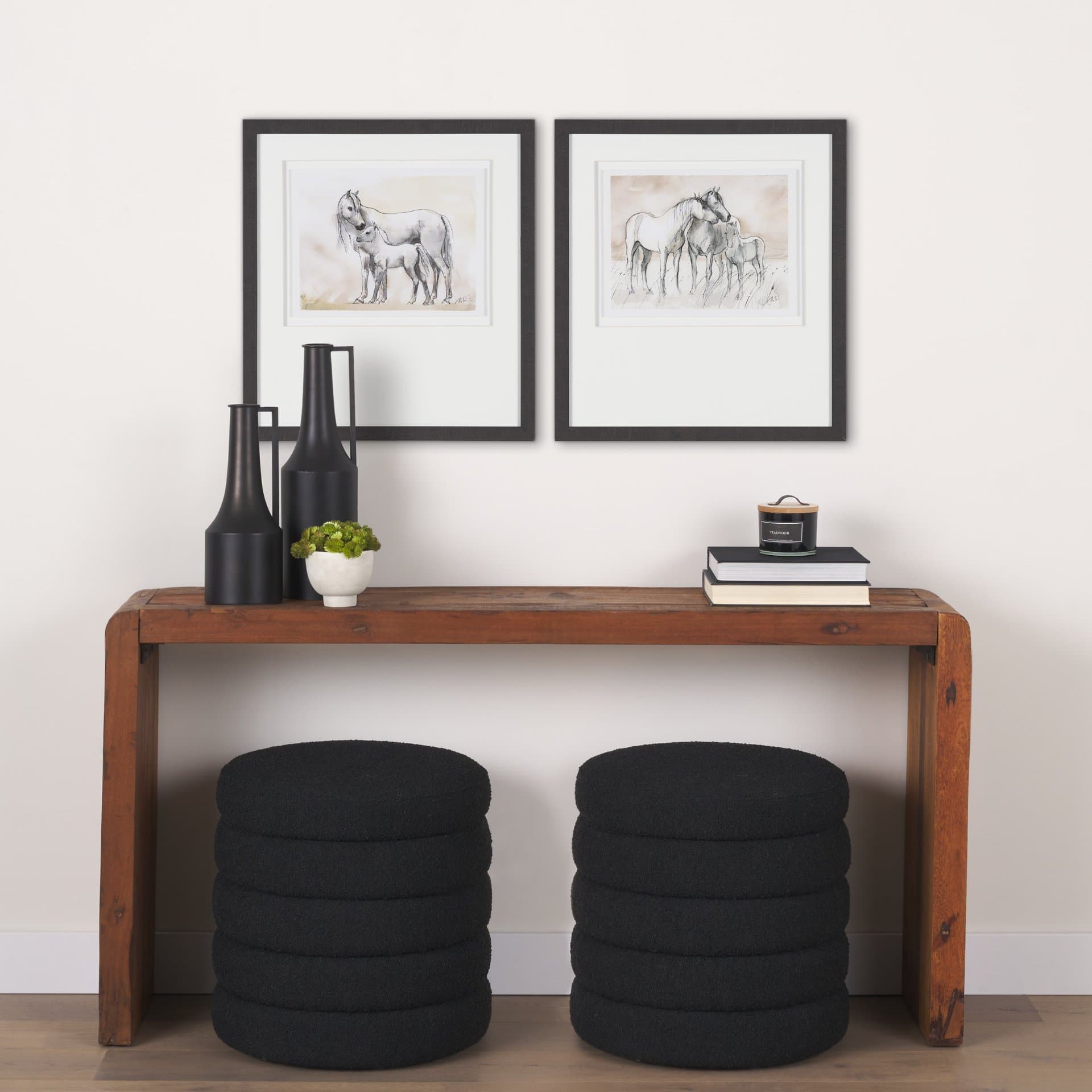 Elegant Beauties by Mercana Studio Framed Artwork Matted under Glass (Set of 2) — in a styled room