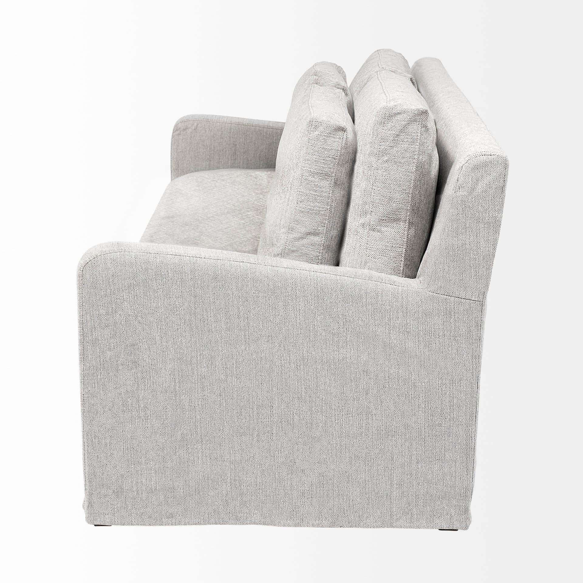 Denly II 92.5W Frost Gray Slipcover Three Seater Sofa — product photograph