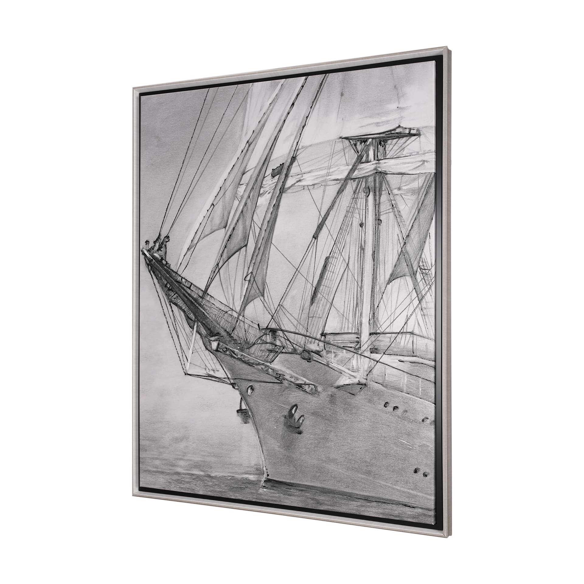 Tall Ship II by Mercana Studio a Hand Embellished Textured Framed Canvas — product photograph