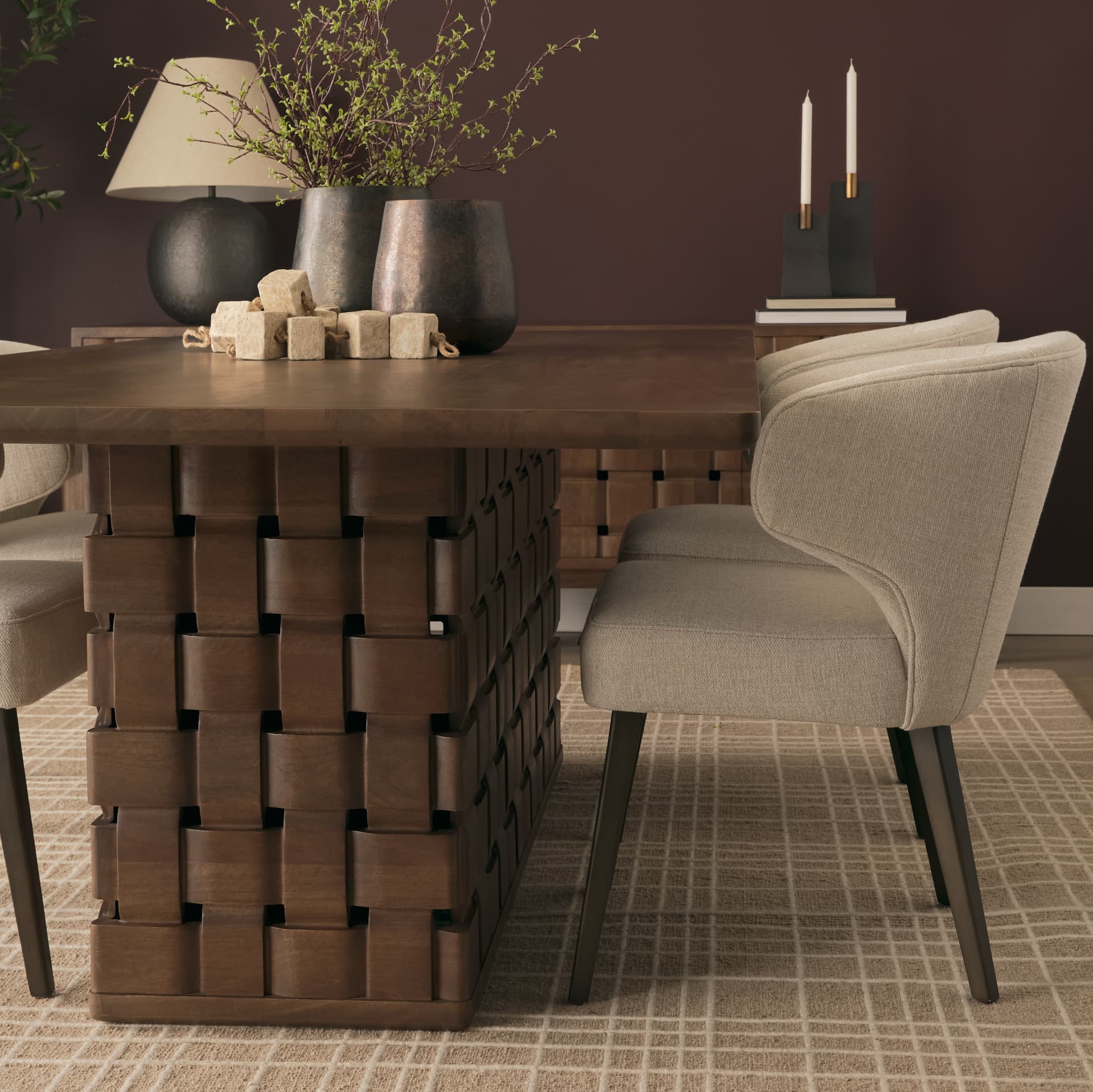 Trellyn 94"L x 44"W Rectangular Dining Table | Modern | Dark Brown Wood | Seats 8 — product photograph