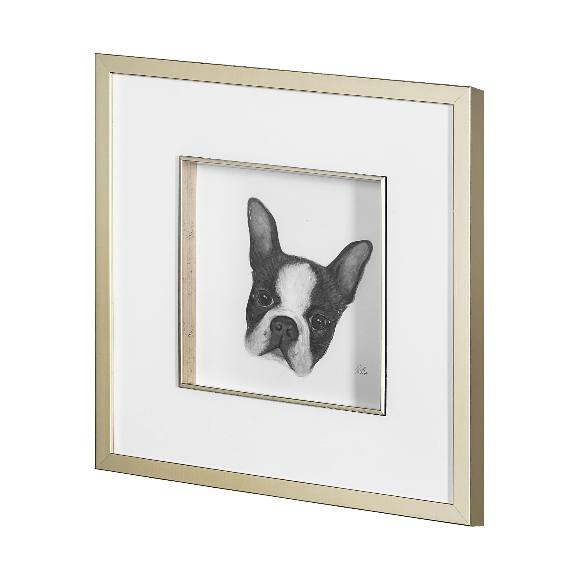 Floyd (Boston Terrier 1) by Mercana Studio Hand Embellished Framed Art Print Matted under Glass — product photograph