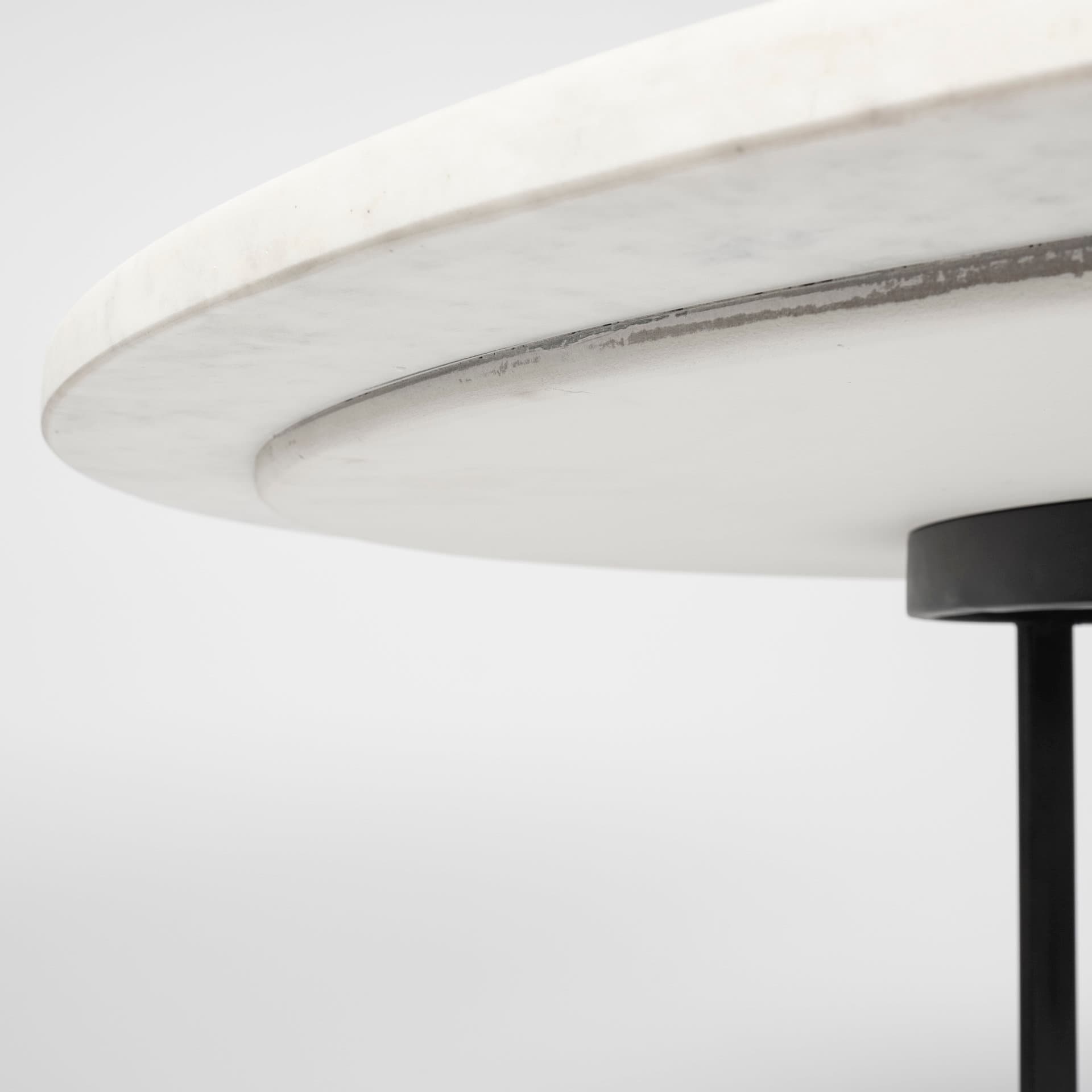 Tanner 48" Round Pedestal Dining Table | Modern | White Marble & Black Metal | Seats 4 — product photograph