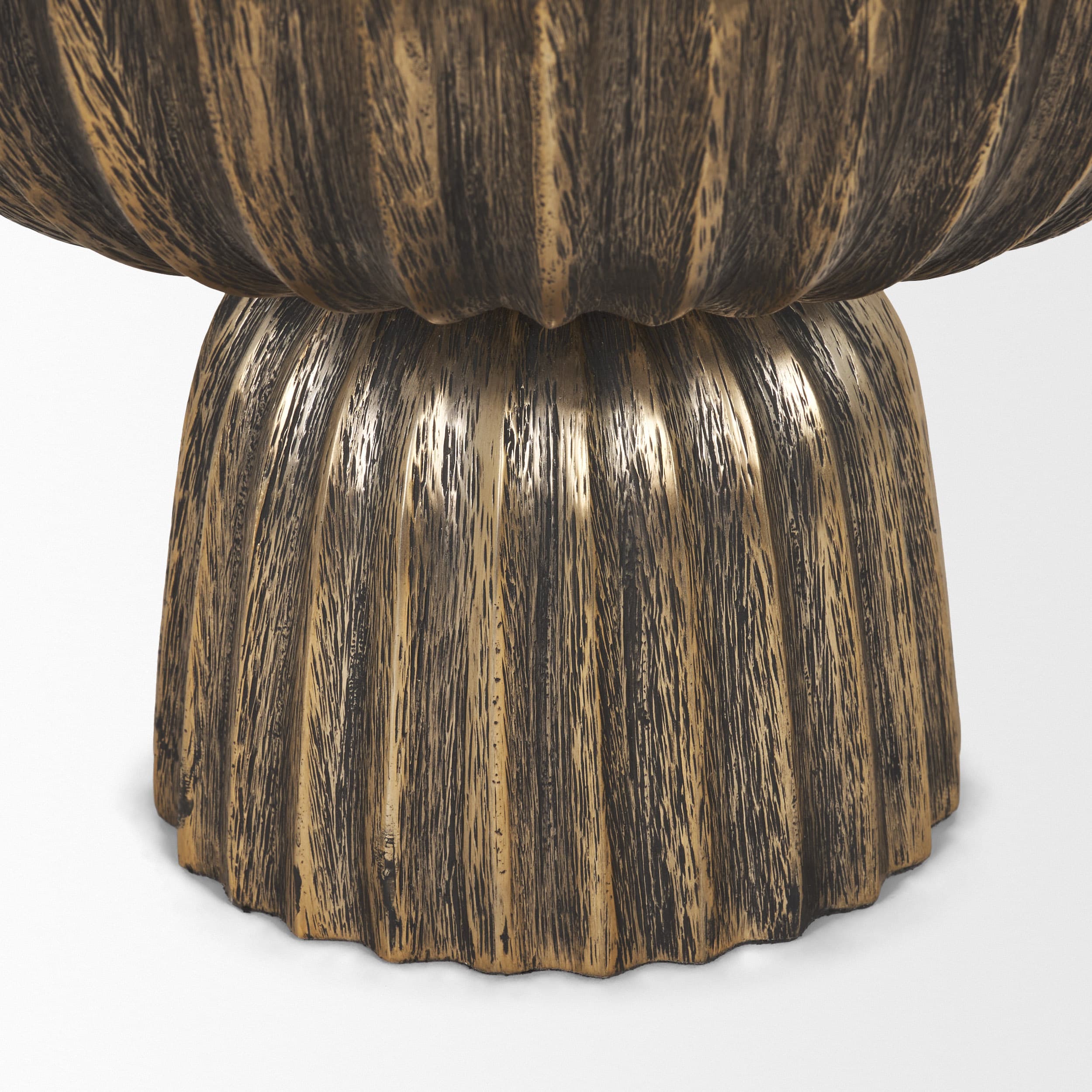 Ciaran Fluted Textured Antiqued Gold Metal Decorative Bowl — product photograph
