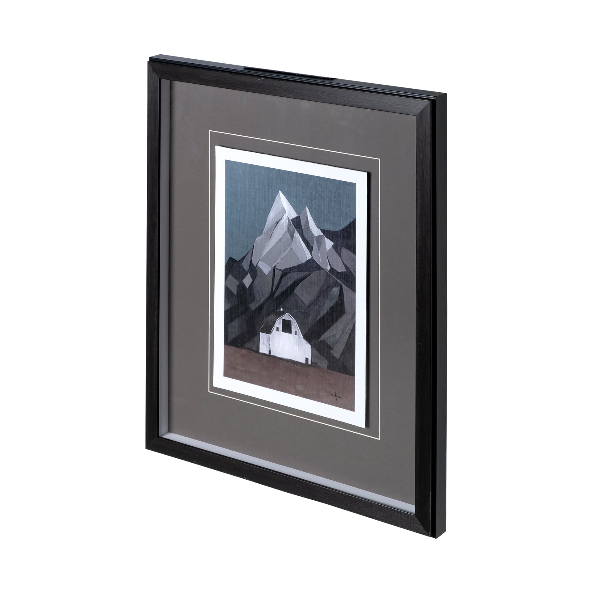 Flatten Barn I by Mercana Studio a Hand Embellished Textured Framed Art Print Matted under Glass — product photograph