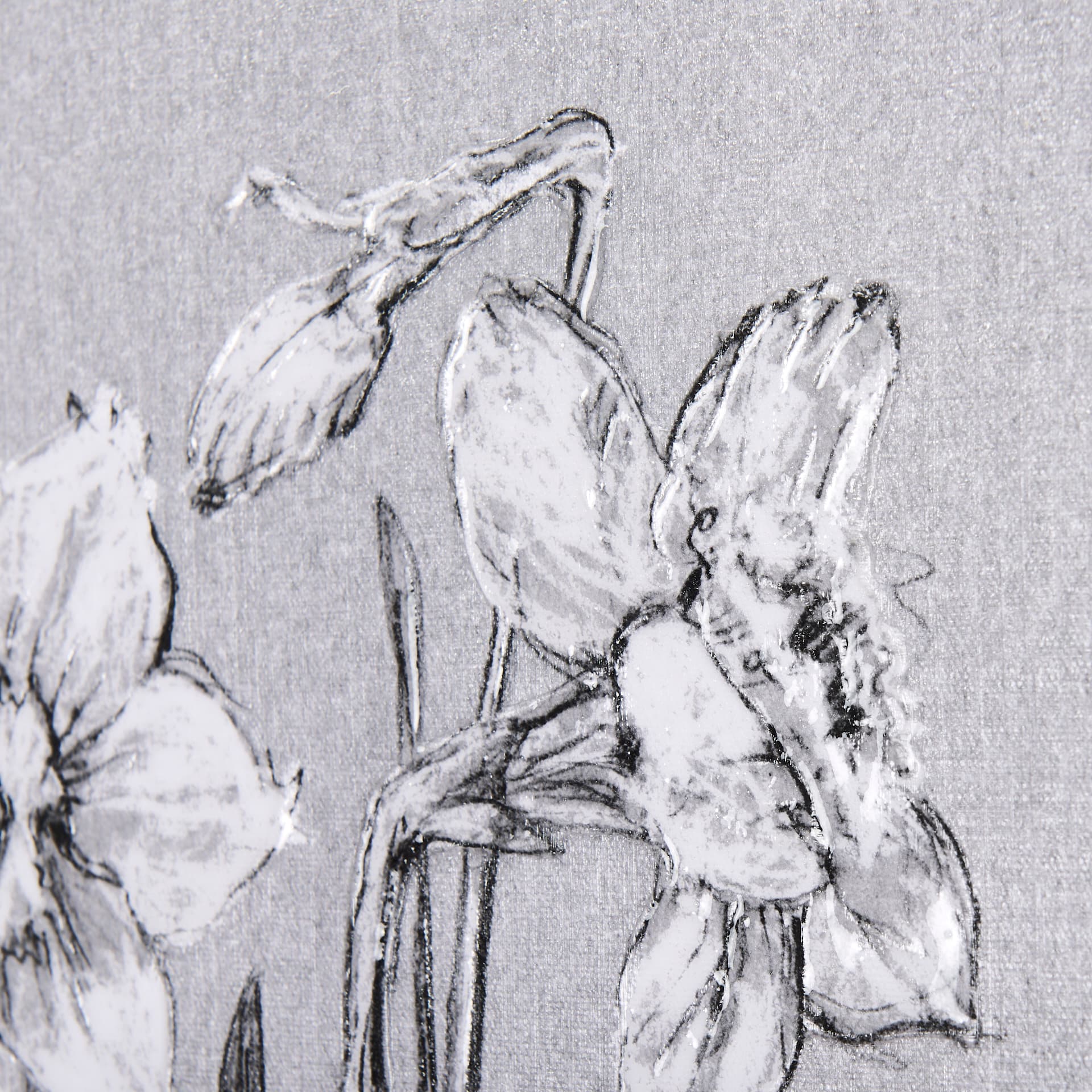 Botanical sketches II (Grey) by Mercana Studio a Hand Embellished Textured Canvas — product photograph