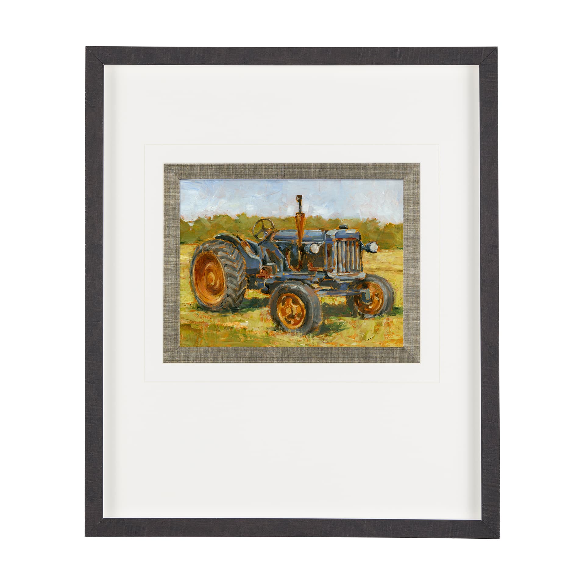 Rustic Tractors III by Mercana Studio Hand Embellished Textured Framed Art Print Matted under Glass — product photograph