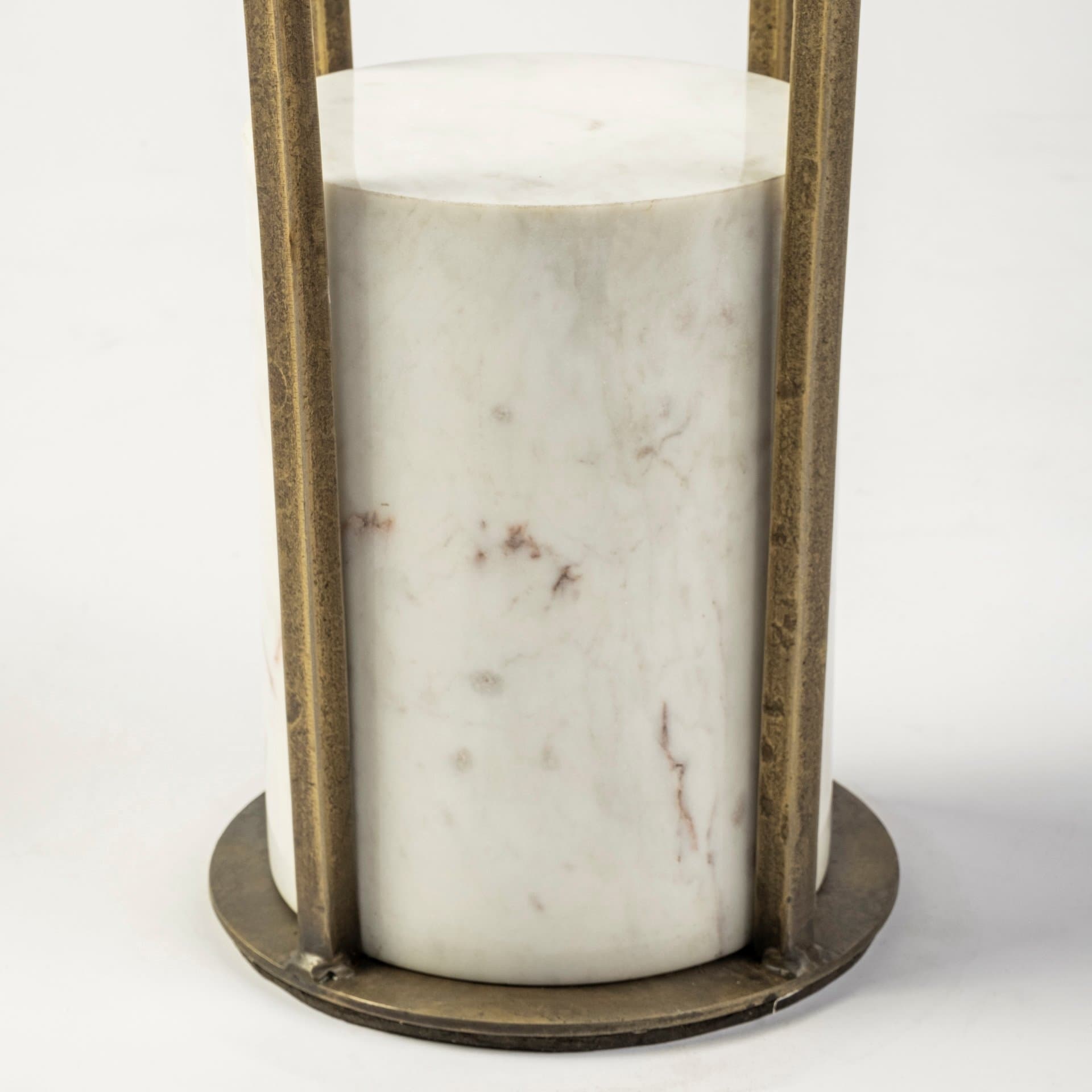 Jacinta II 21" Round Glass Top Metal and Marble Pedestal End/Side Table — product photograph