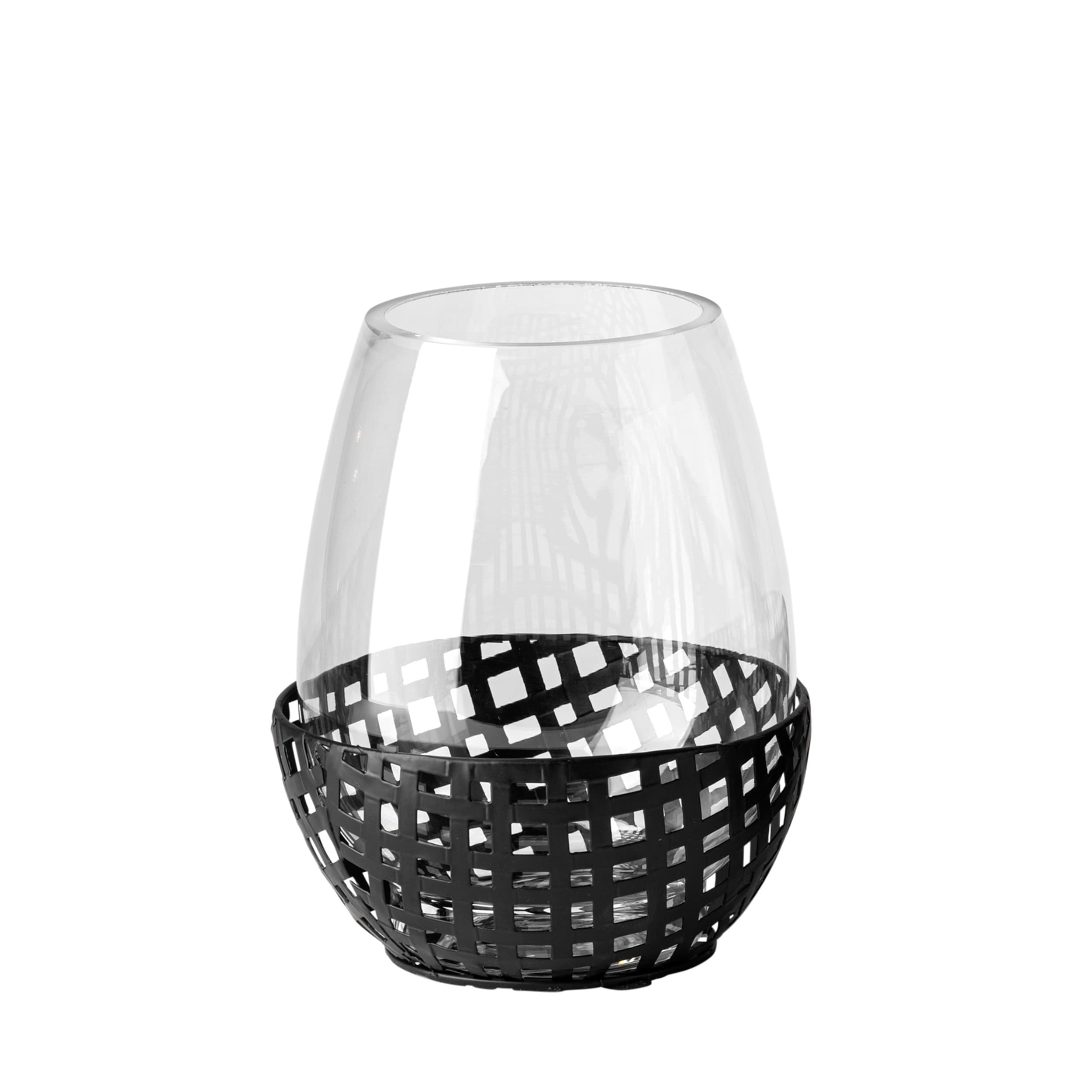 Reena I Small Black Woven Metal Base Table Candle Holder — product photograph