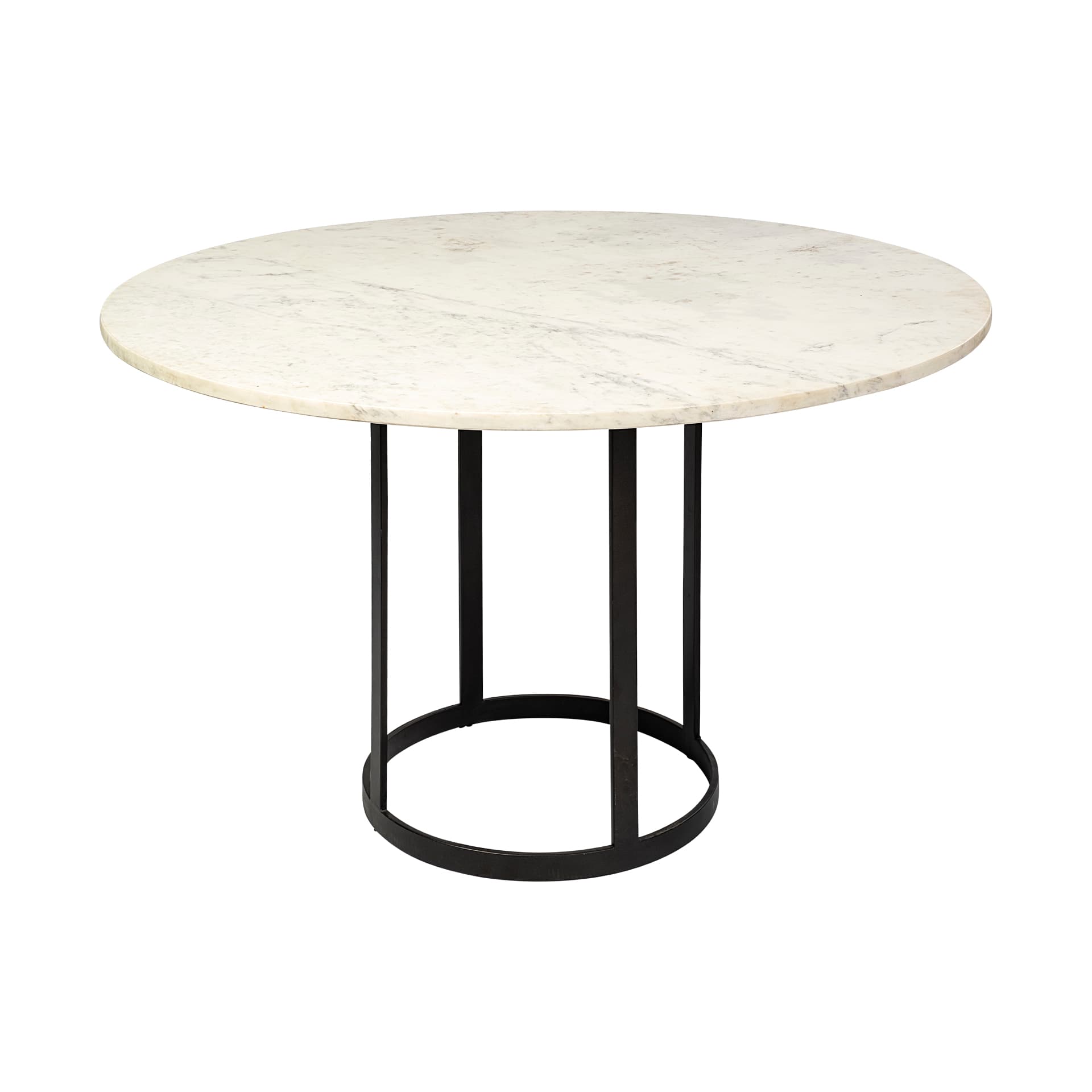 Tanner 48" Round Pedestal Dining Table | Modern | White Marble & Black Metal | Seats 4 — product photograph