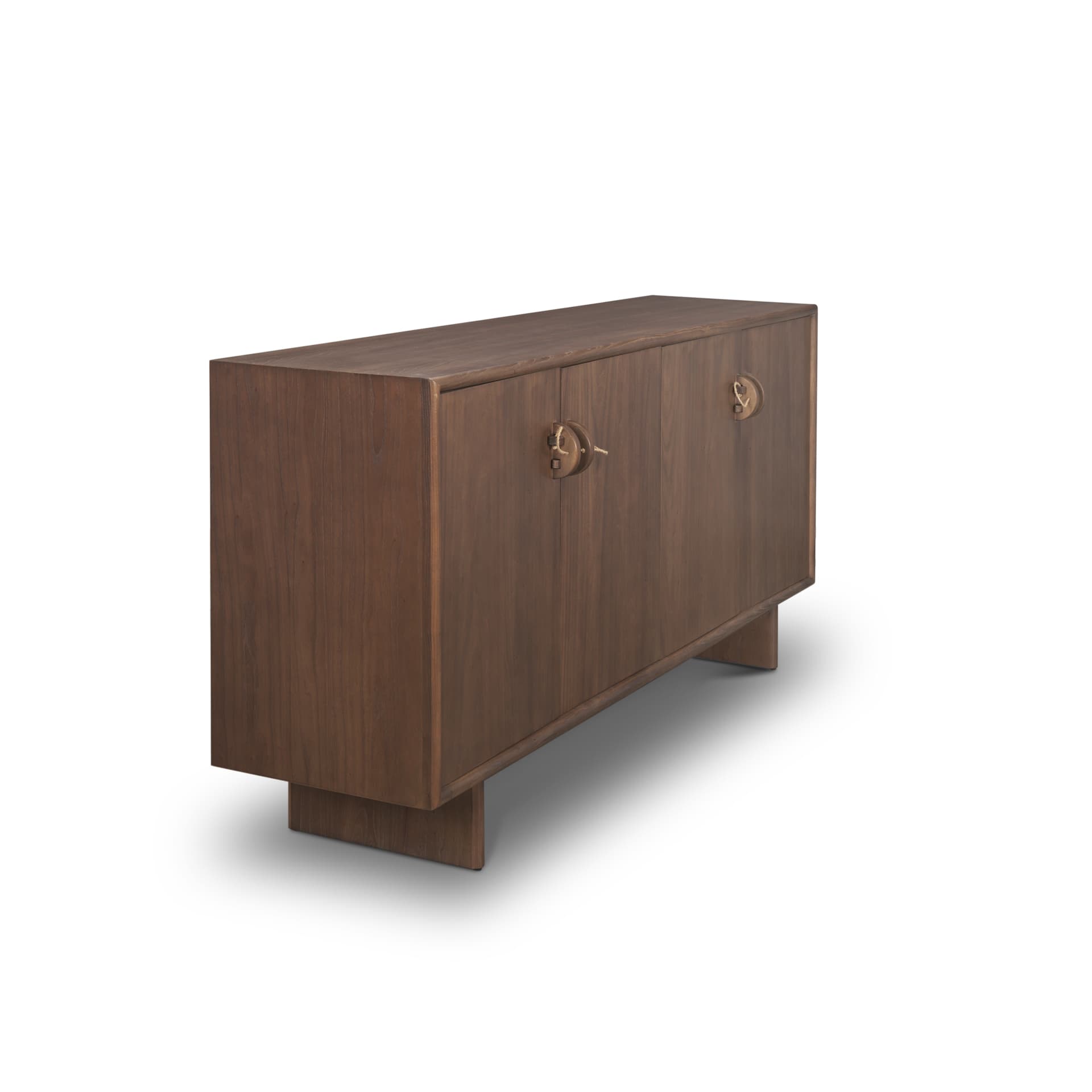 Varenna 4 Door Dark Brown Wood w/ Rope Handles Sideboard — product photograph