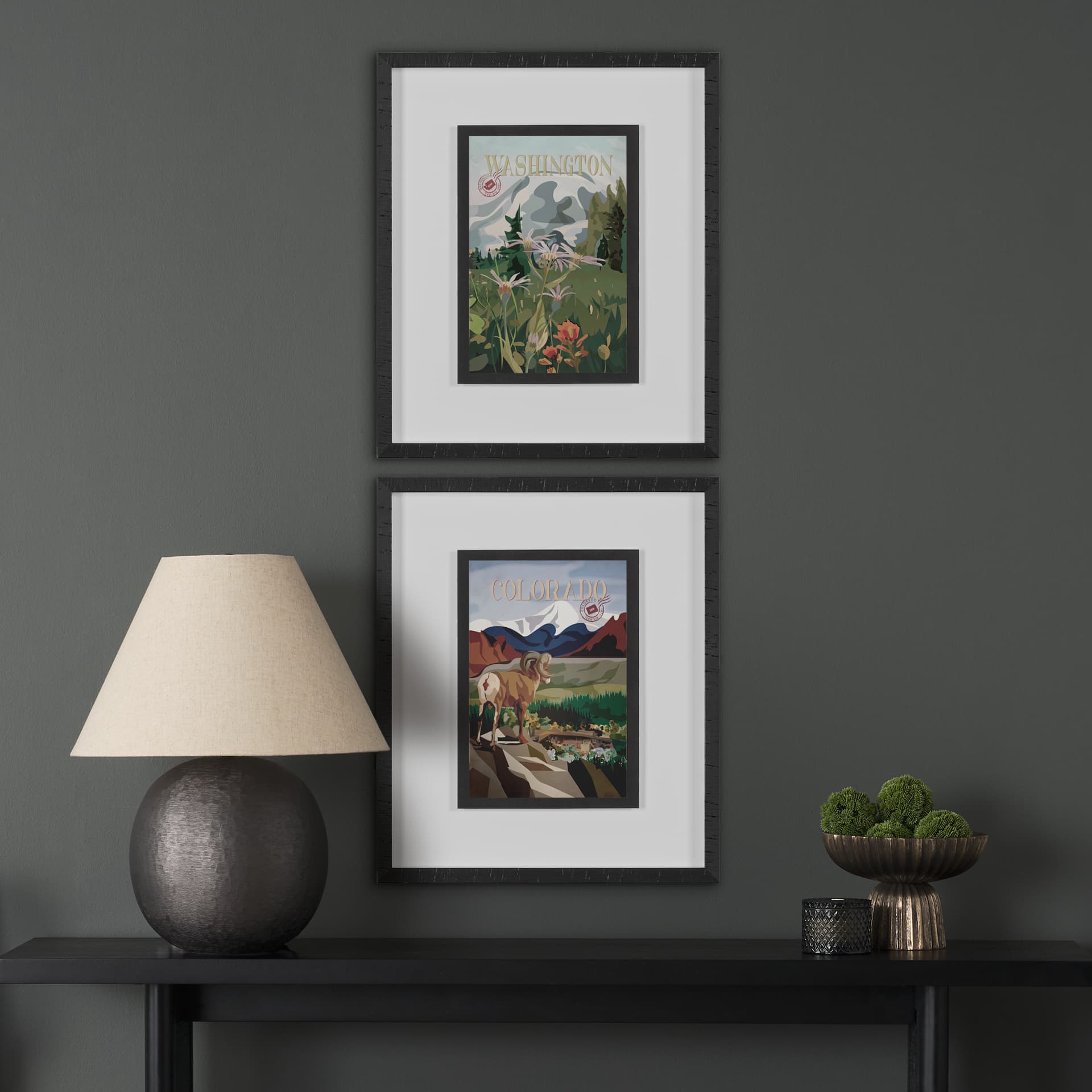Washington Go USA (M) by Mercana Studio a Framed Art Print Matted under Glass — in a styled room