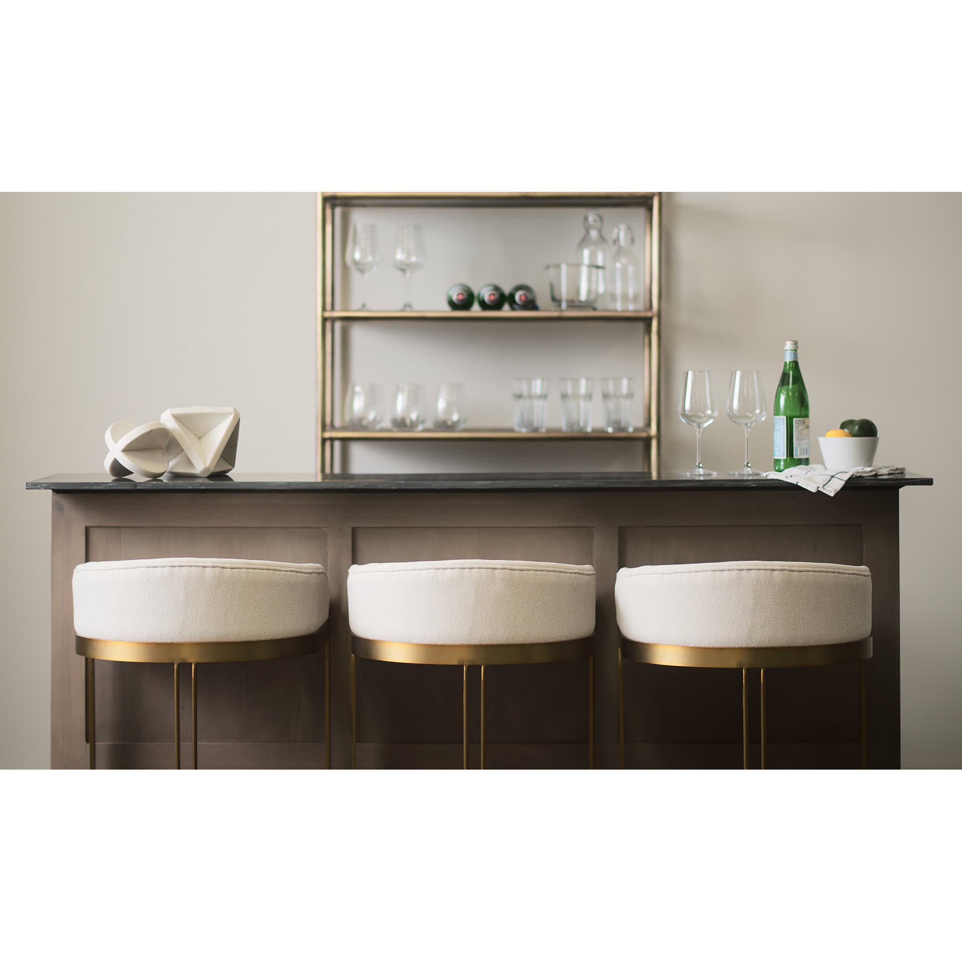 Hollyfield Low Back 28.7in Seat Bar Stool | II Cream Fabric w/ Counter — product photograph